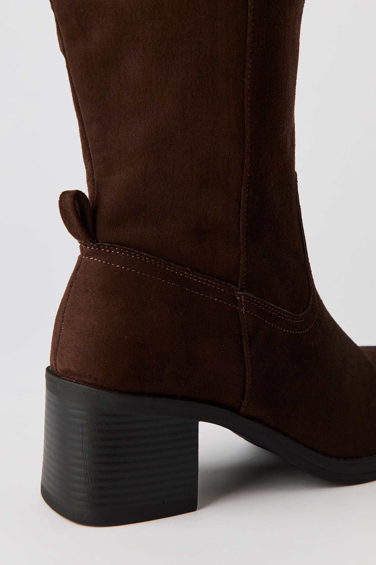 Alt View 4. Faux Suede Block Heel Knee High Boots - Brown