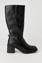 Faux Suede Block Heel Knee High Boots