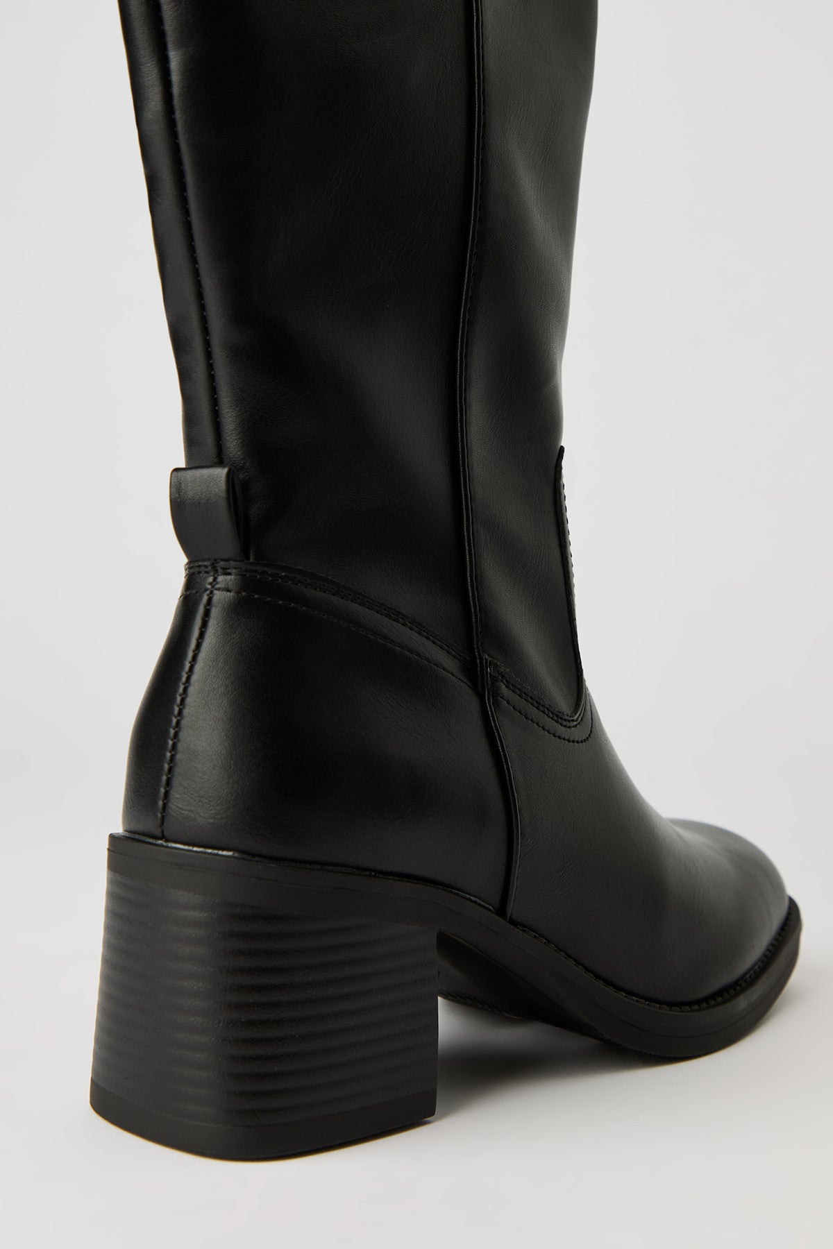 Alt View 3. Faux Suede Block Heel Knee High Boots - Black
