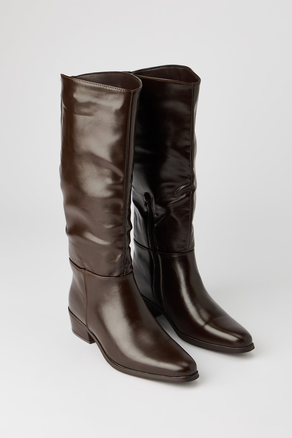 Alt View 2. Faux Leather Knee High Boots - Brown