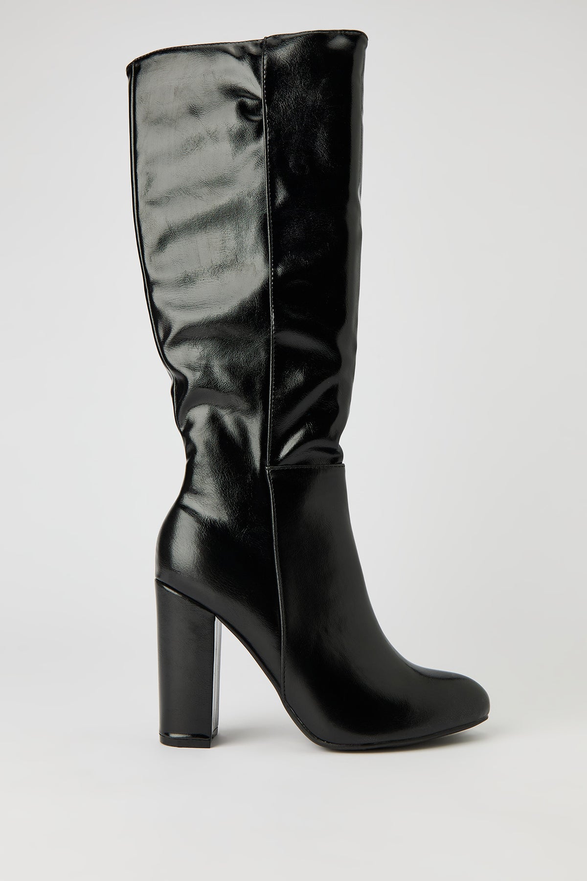 Bottes au genou à talons hauts en similicuir