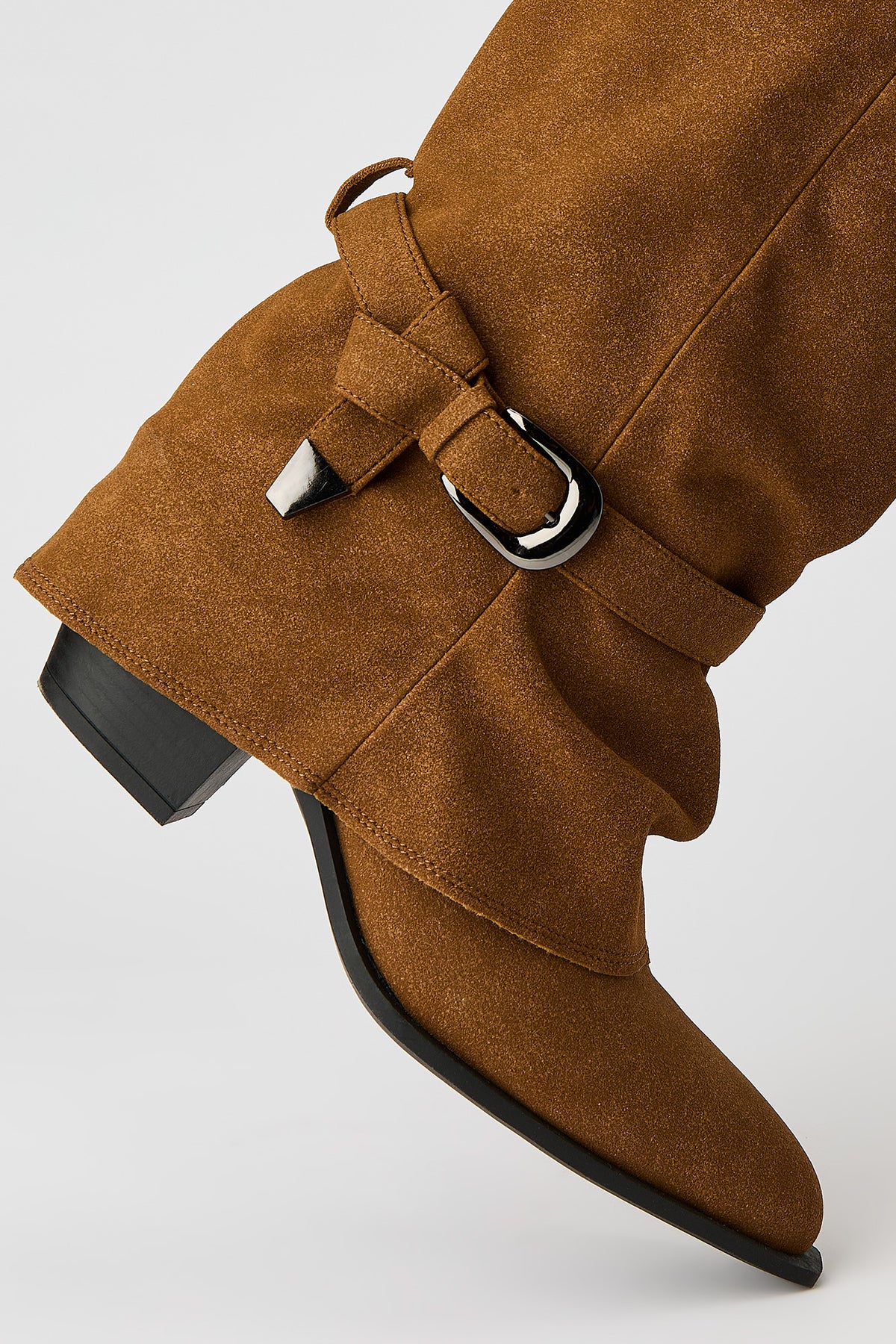 Alt View 3. Faux Suede Strap Heel Boot - Tan