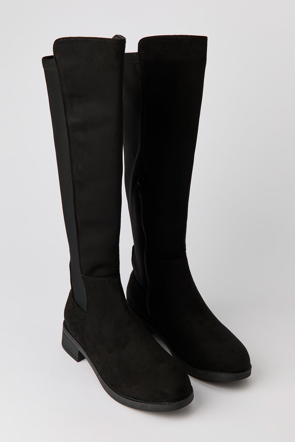 Alt View 2. Faux Suede Knee High Boots - Black