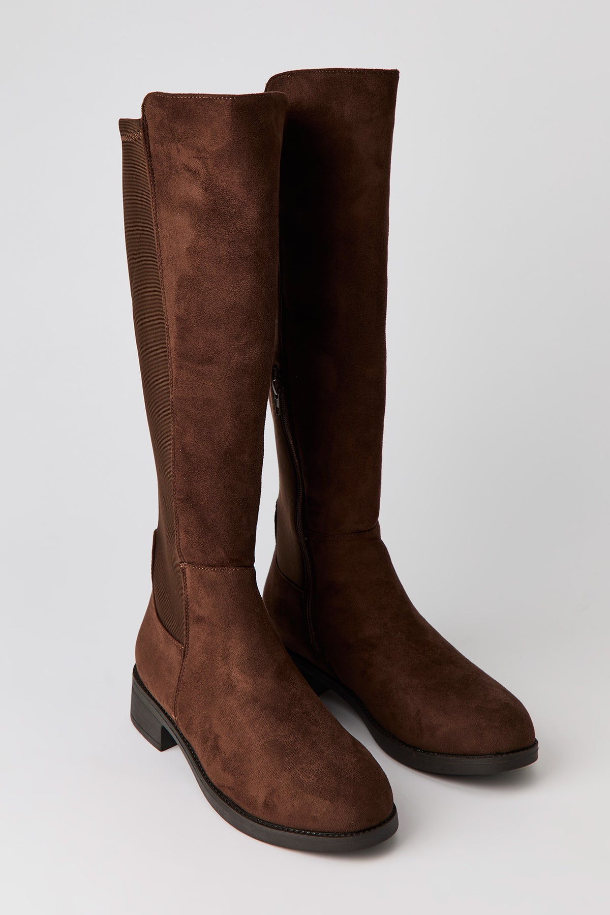 Alt View 2. Faux Suede Knee High Boots - Brown
