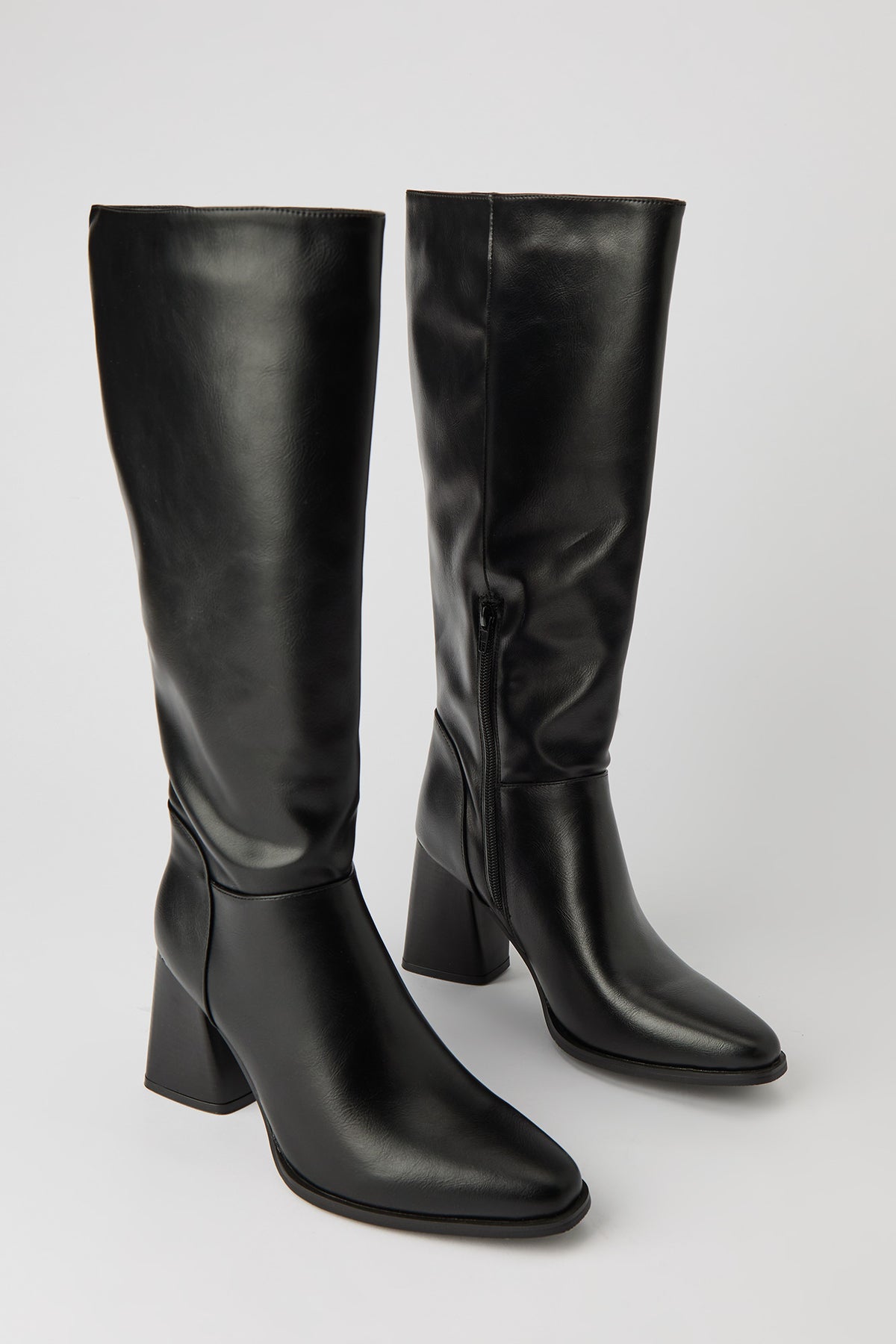 Alt View 2. Block Heel Knee High Boots - Black