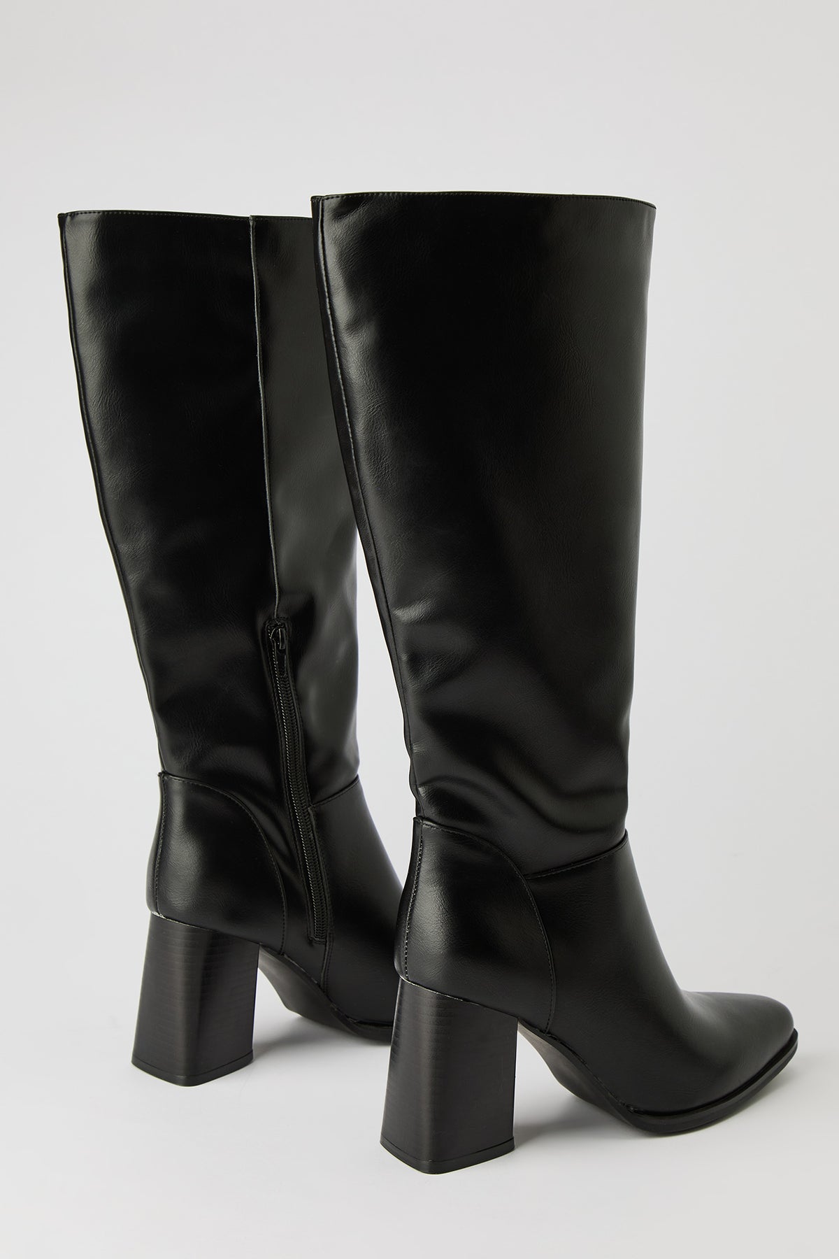 Alt View 3. Block Heel Knee High Boots - Black