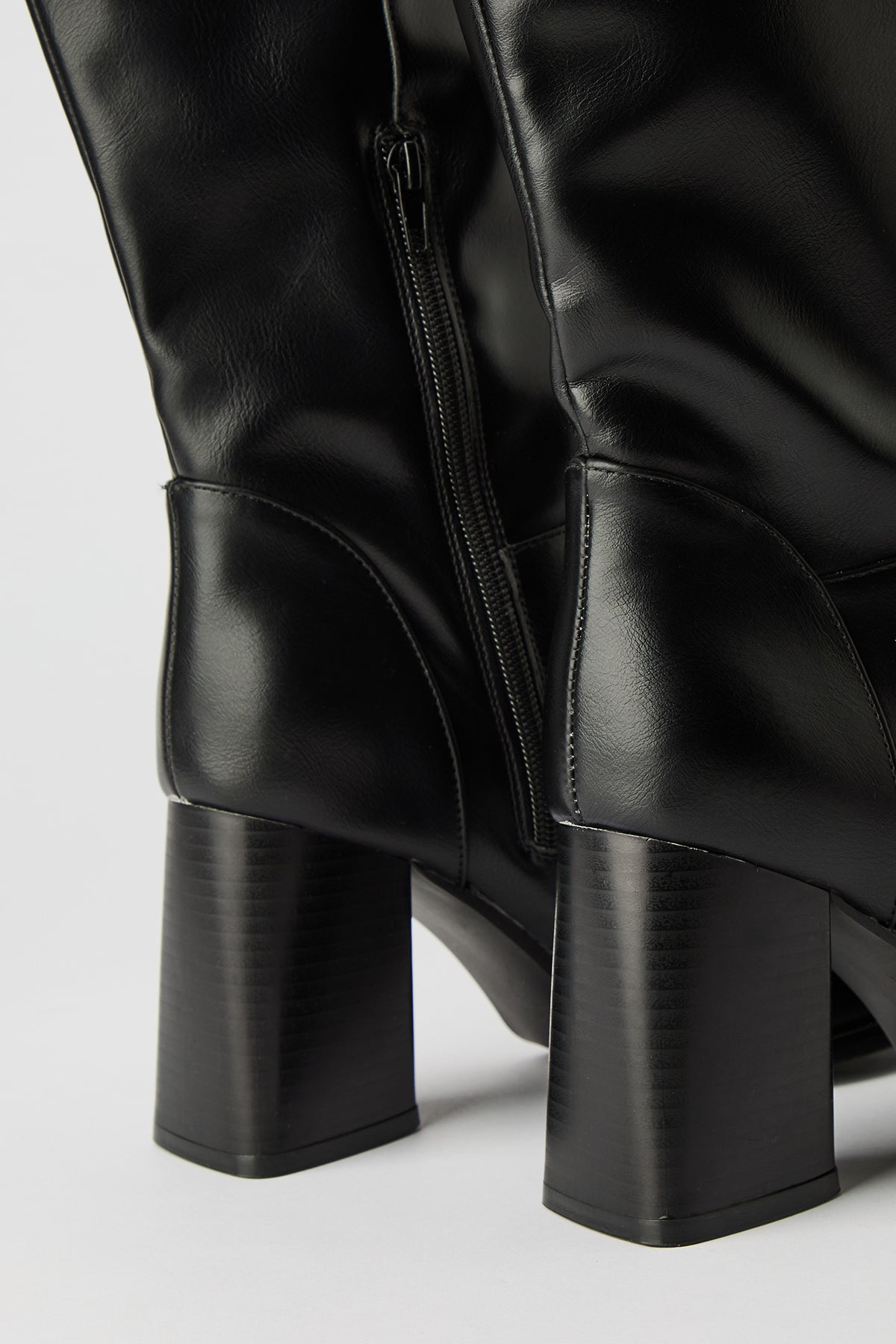 Alt View 4. Block Heel Knee High Boots - Black