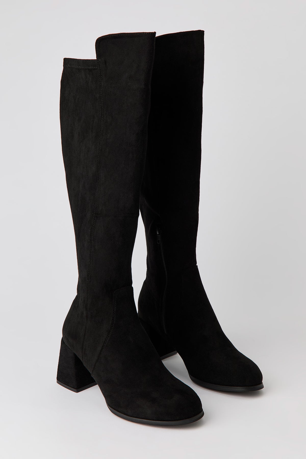 Vue alternative 2. Bottes au genou à talons blocs en similisuède