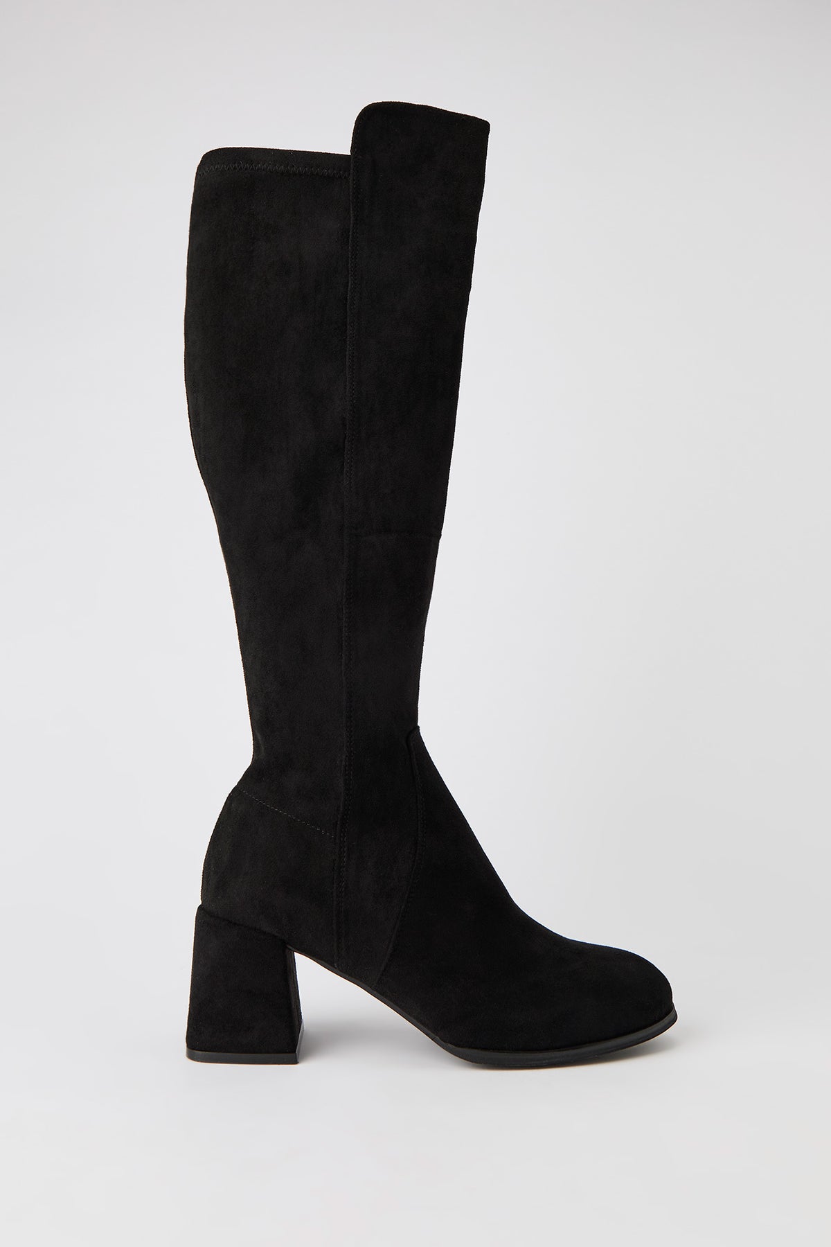 Bottes au genou à talons blocs en similisuède