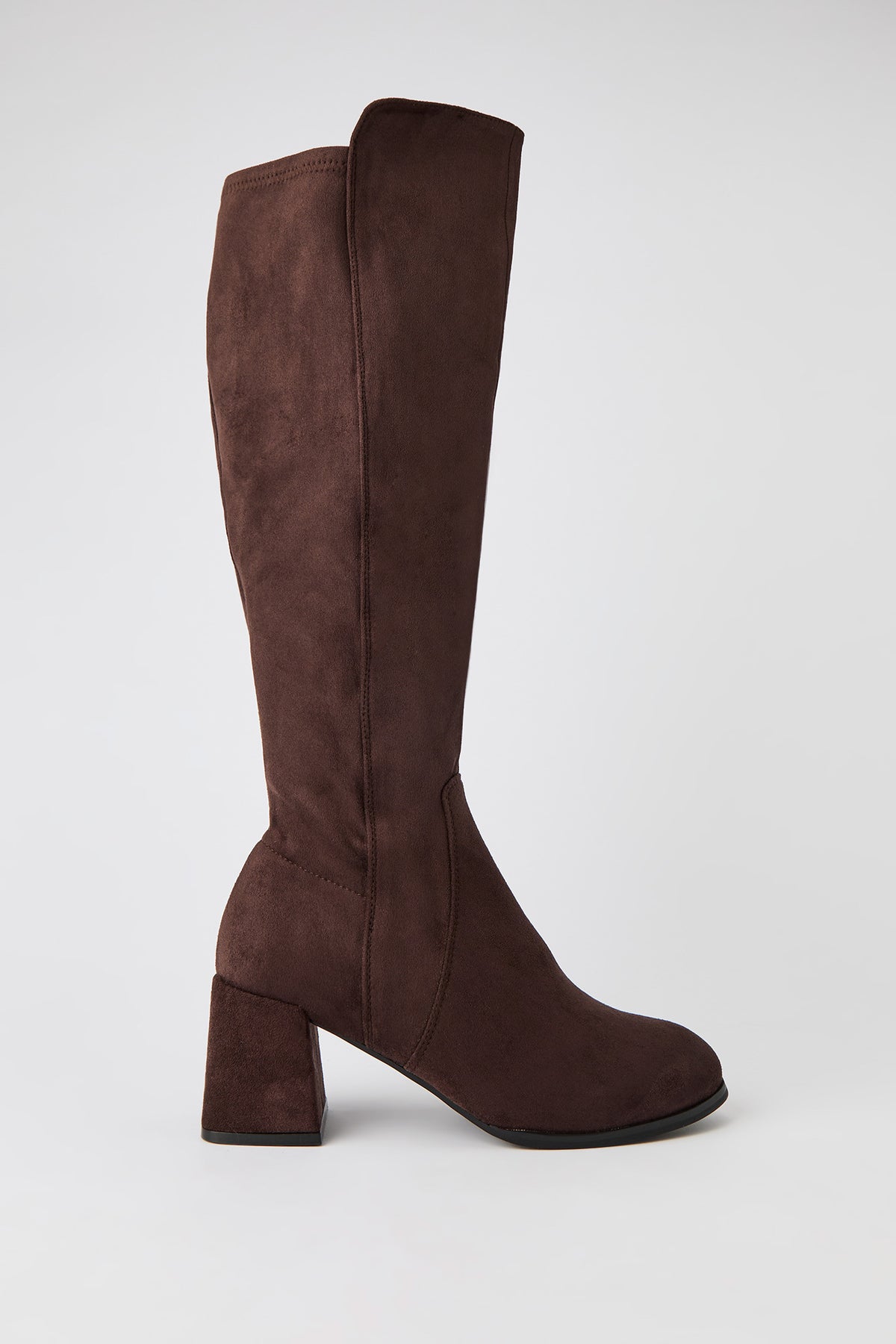 Bottes au genou à talons blocs en similisuède