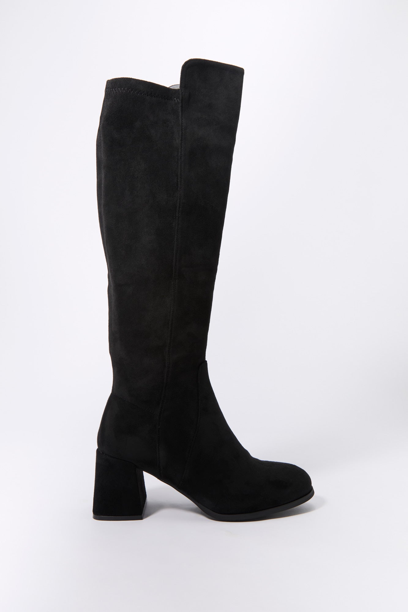 Faux Suede Knee High Heeled Boot