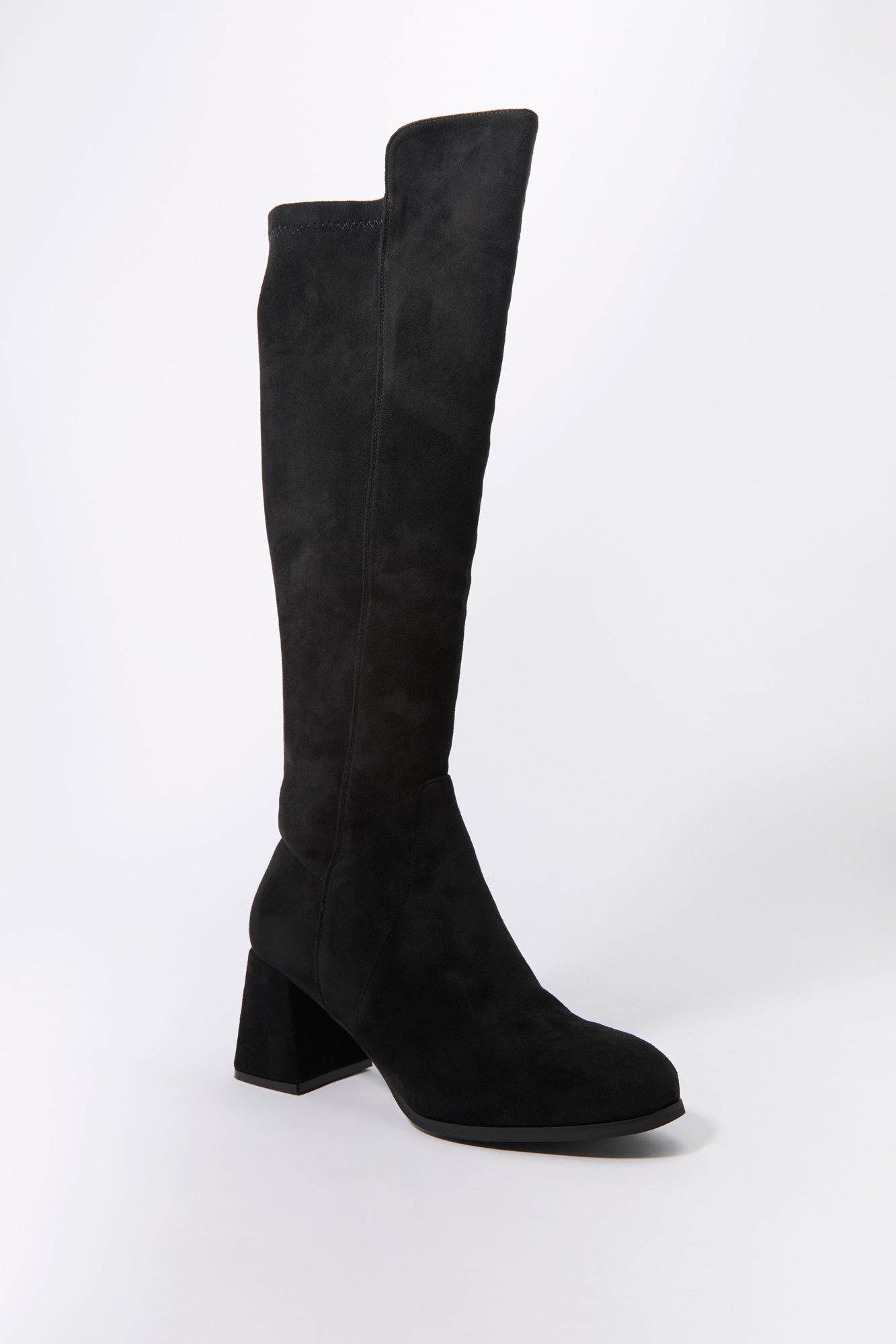 Faux Suede Knee High Heeled Boot