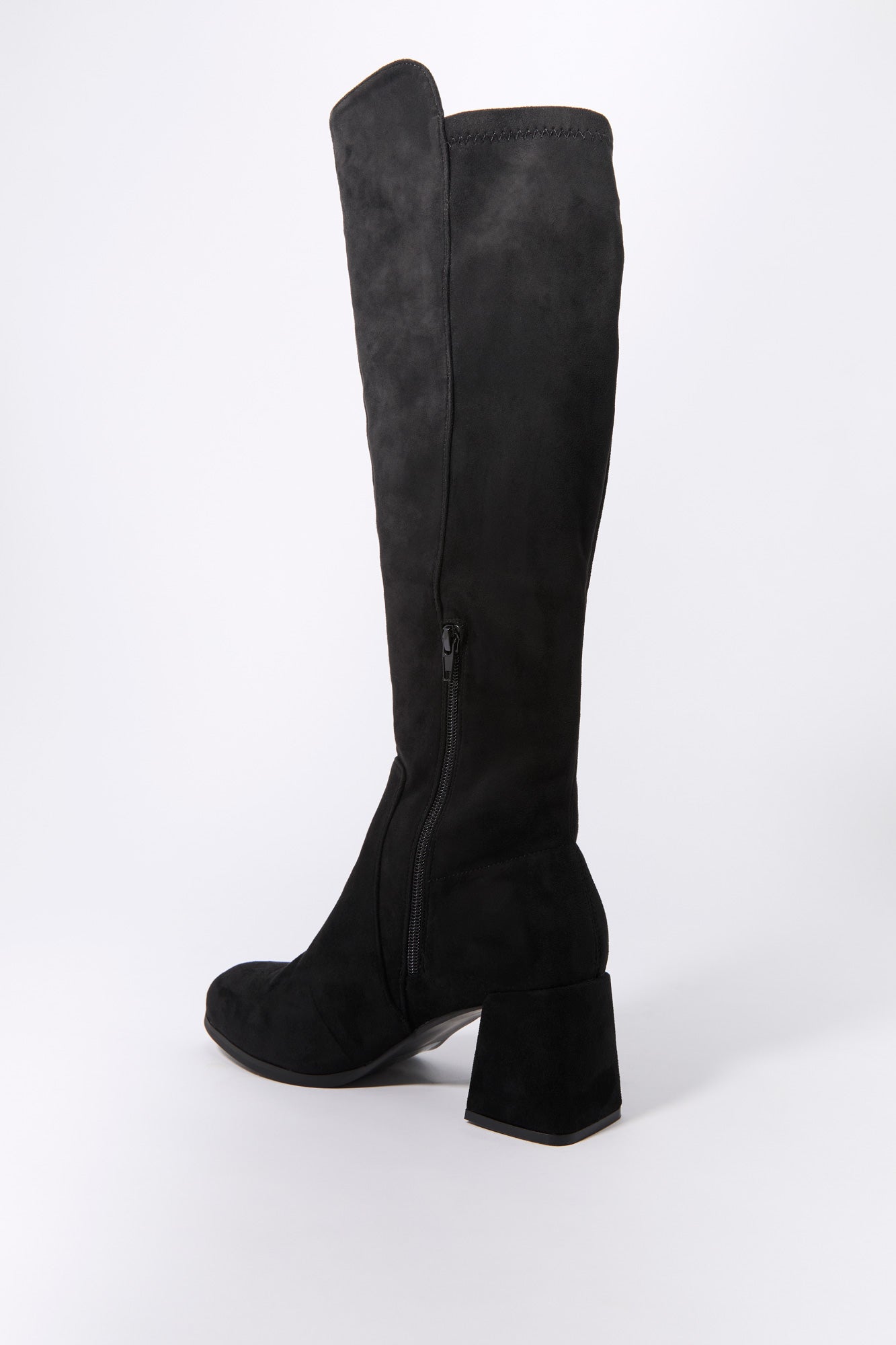 Faux Suede Knee High Heeled Boot