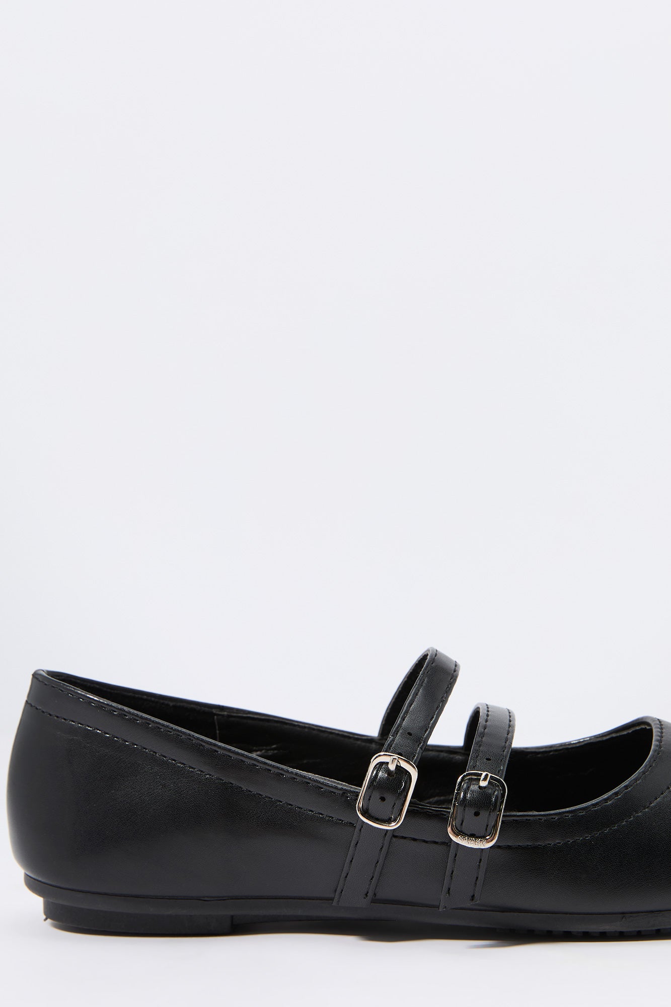 Faux Leather Buckled Flat
