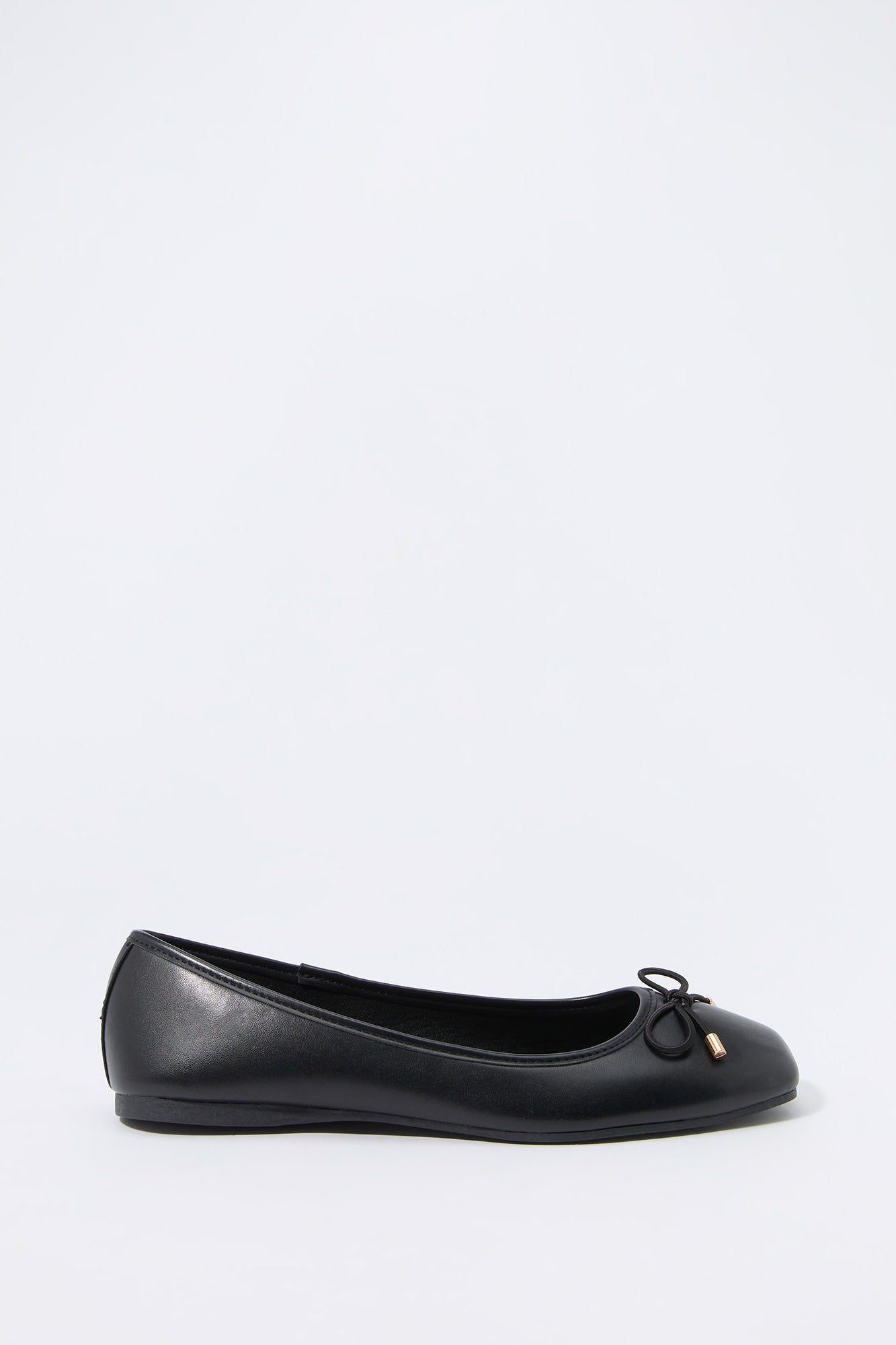 Faux Leather Bow Ballet Flat