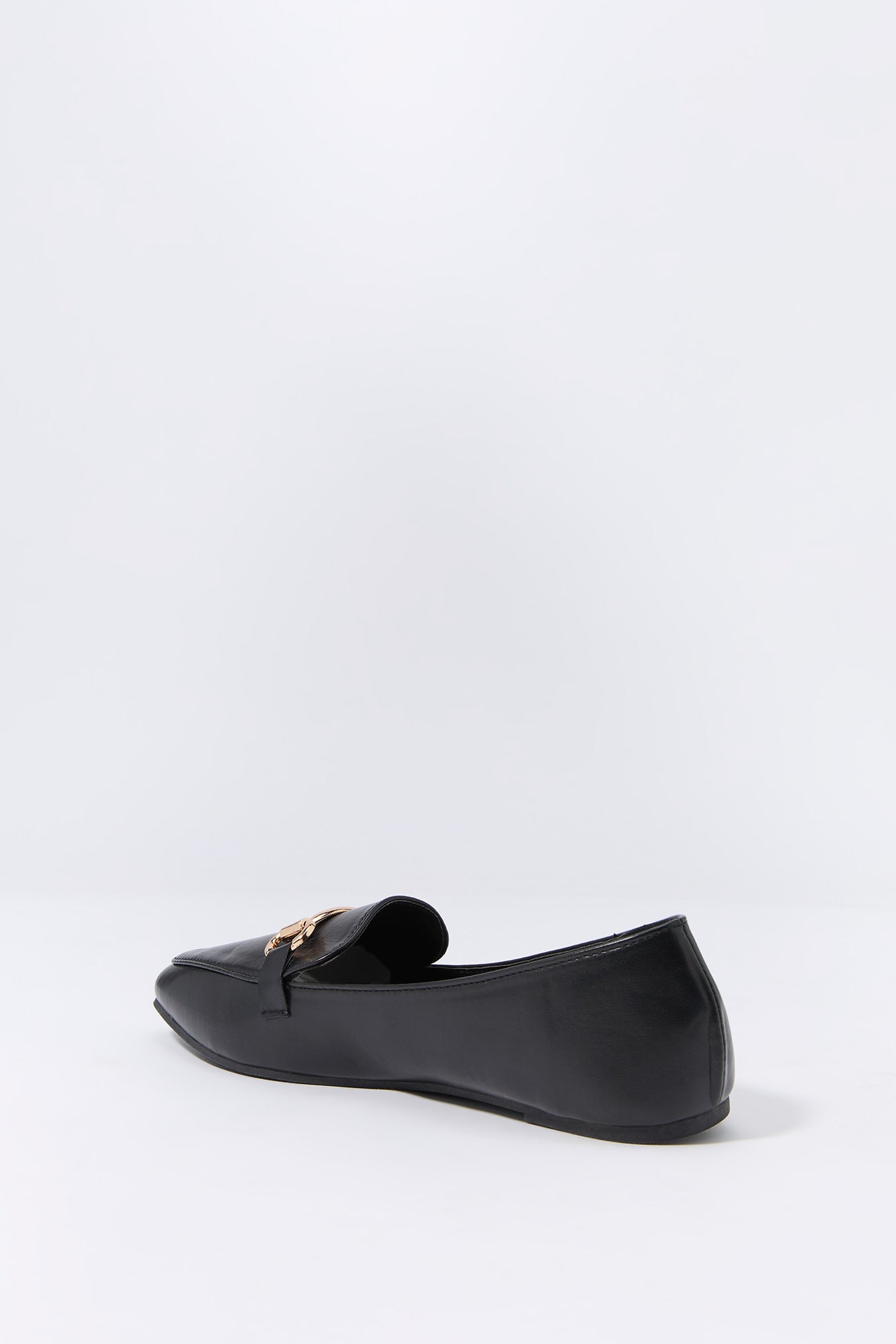 Faux Leather Metal Clasp Loafer