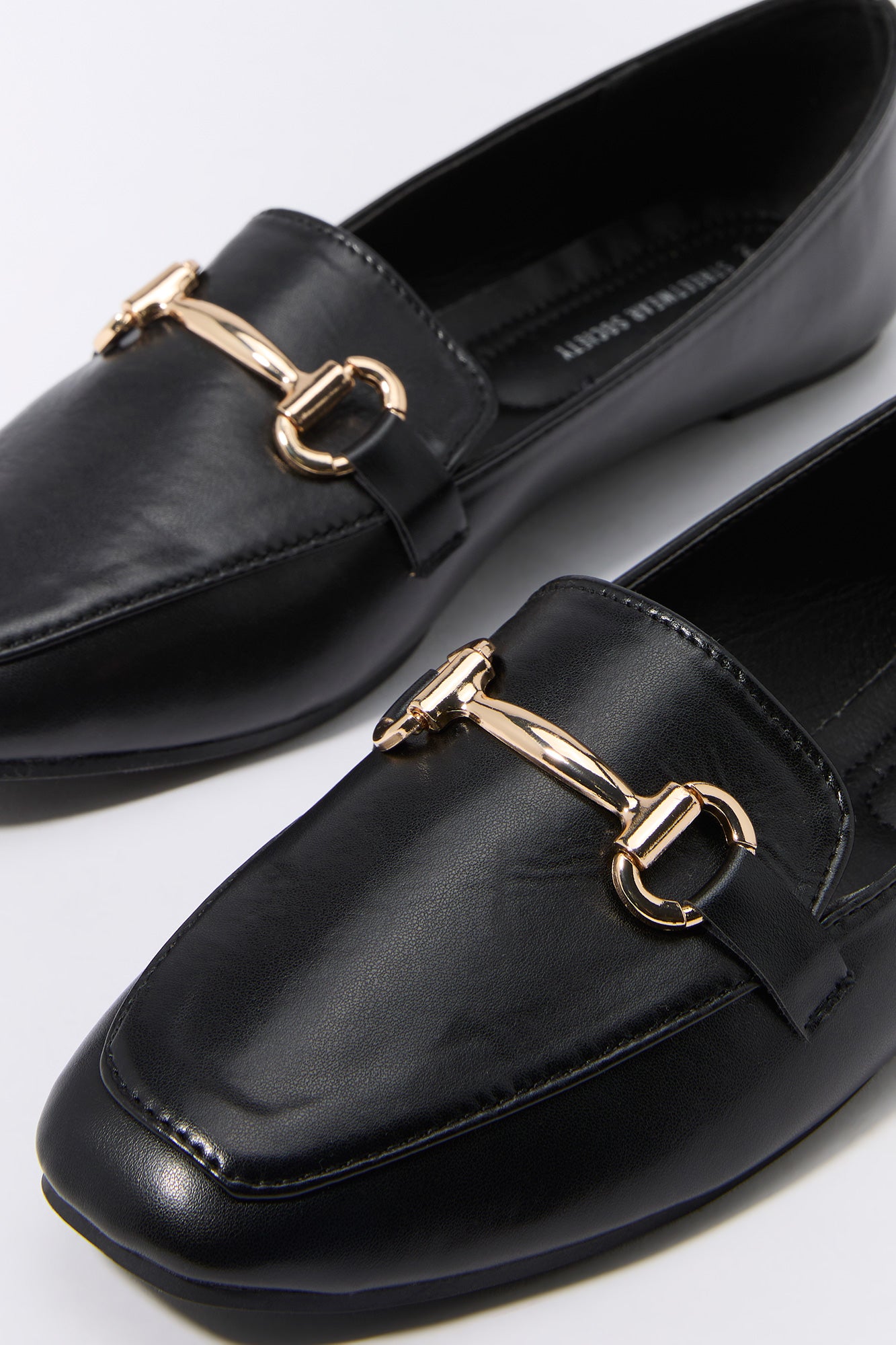 Faux Leather Metal Clasp Loafer