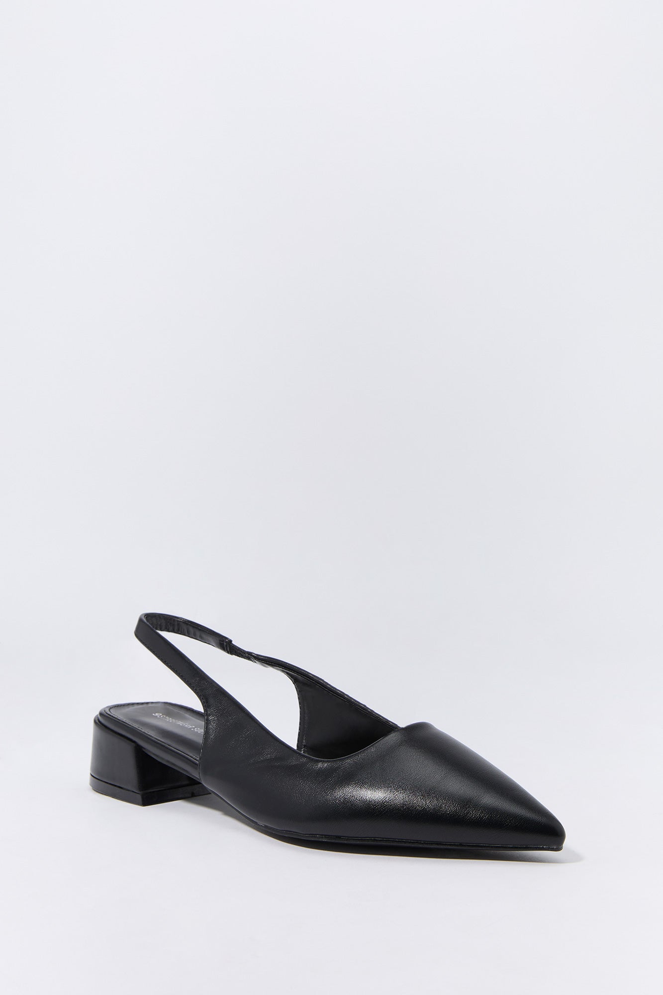 Faux Leather Slingback Low Heel