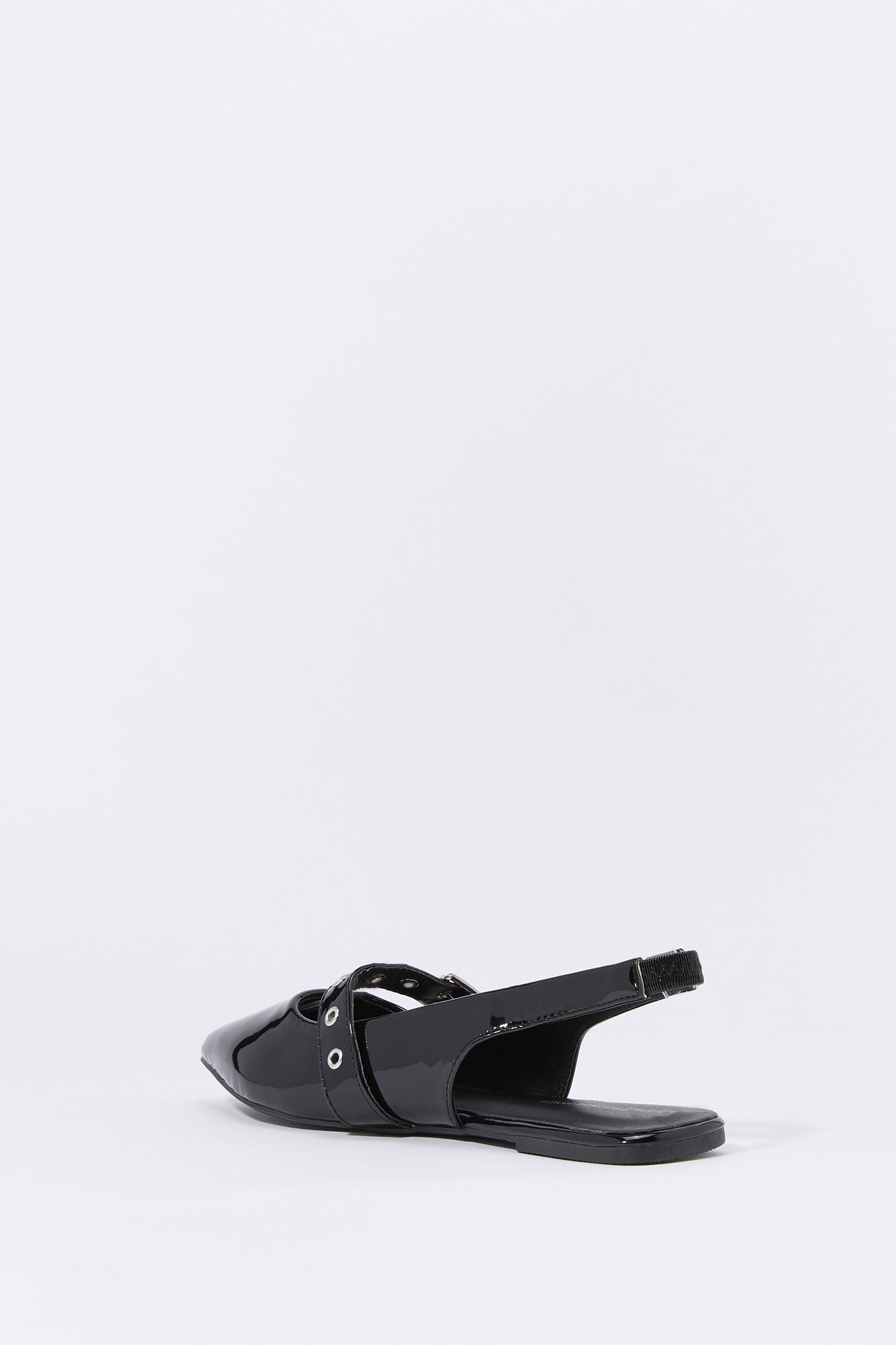 Faux Patent Leather Buckled Slingback Sandal