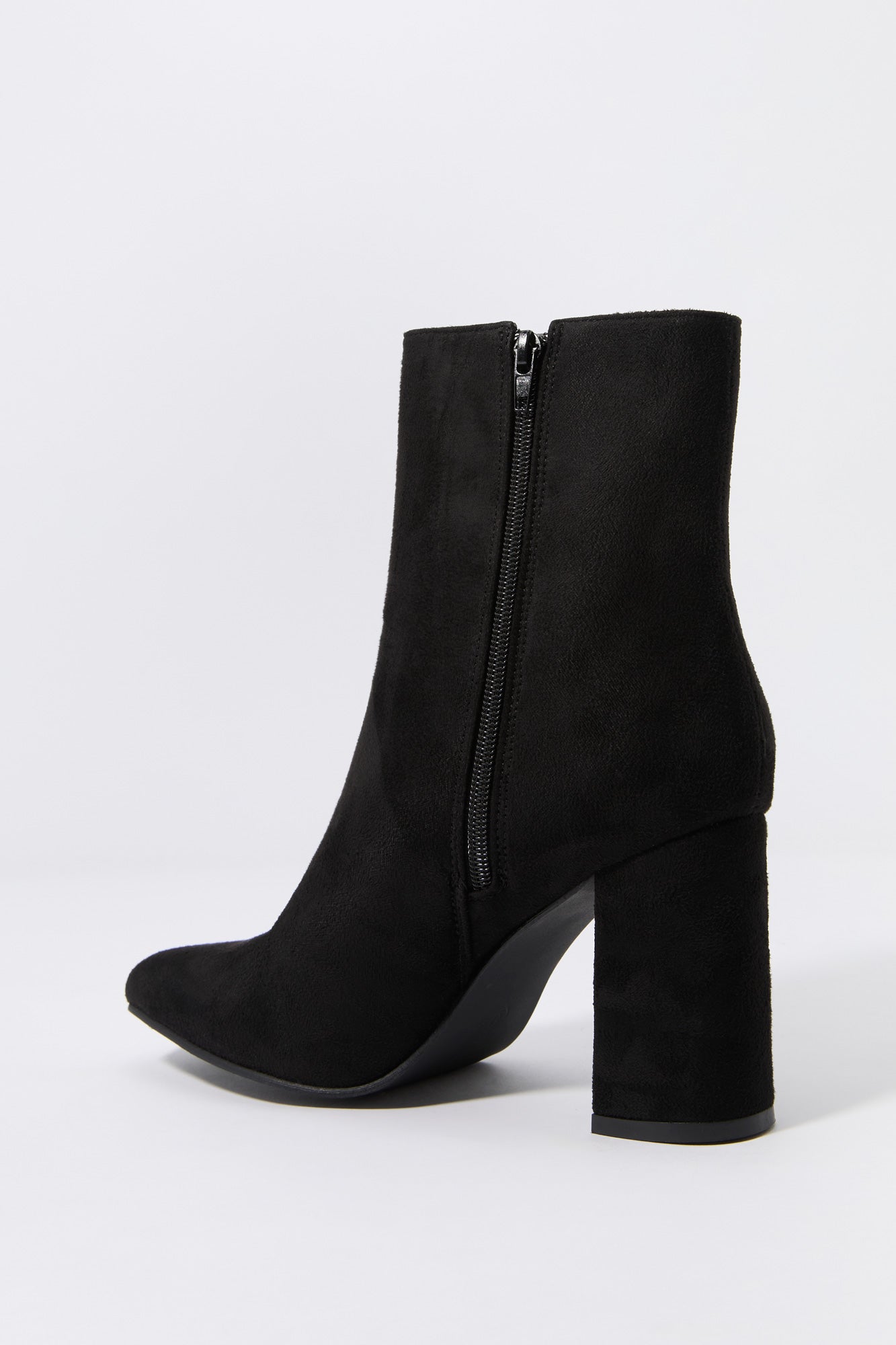 Faux Suede Square Toe Heeled Boot