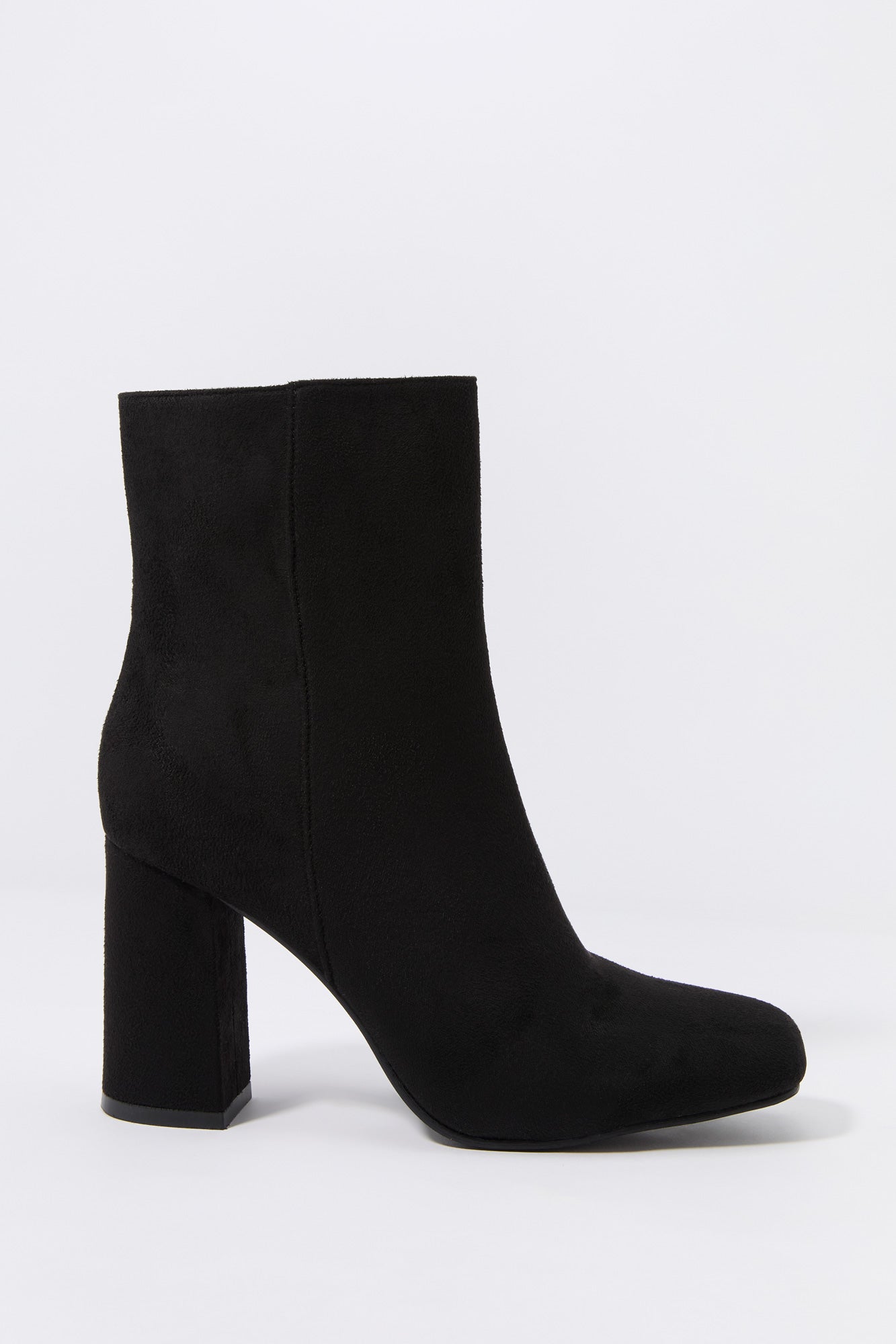 Faux Suede Square Toe Heeled Boot