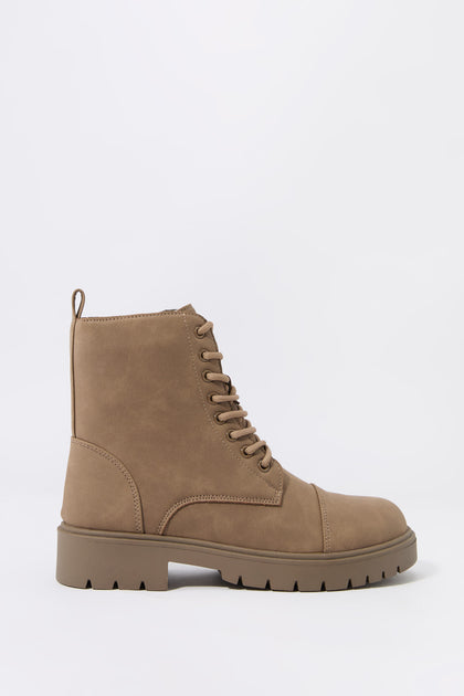 Faux Suede Lace Up Boot