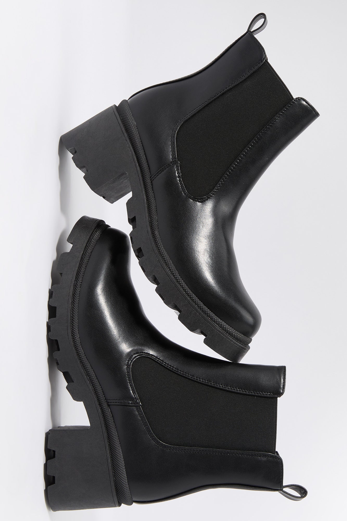 Faux Leather Heeled Gore Boot