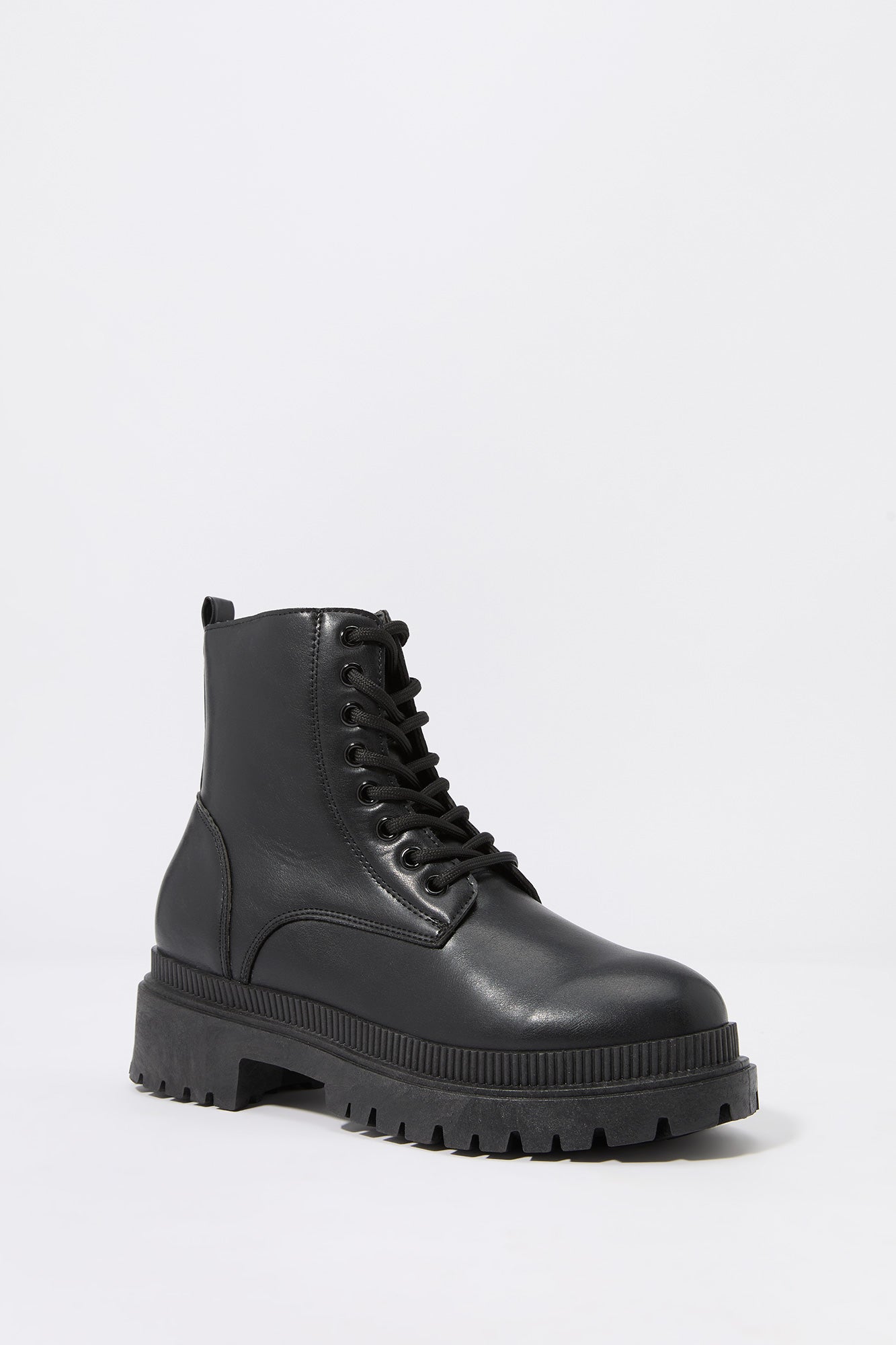 Faux-Leather Lace Up Boot