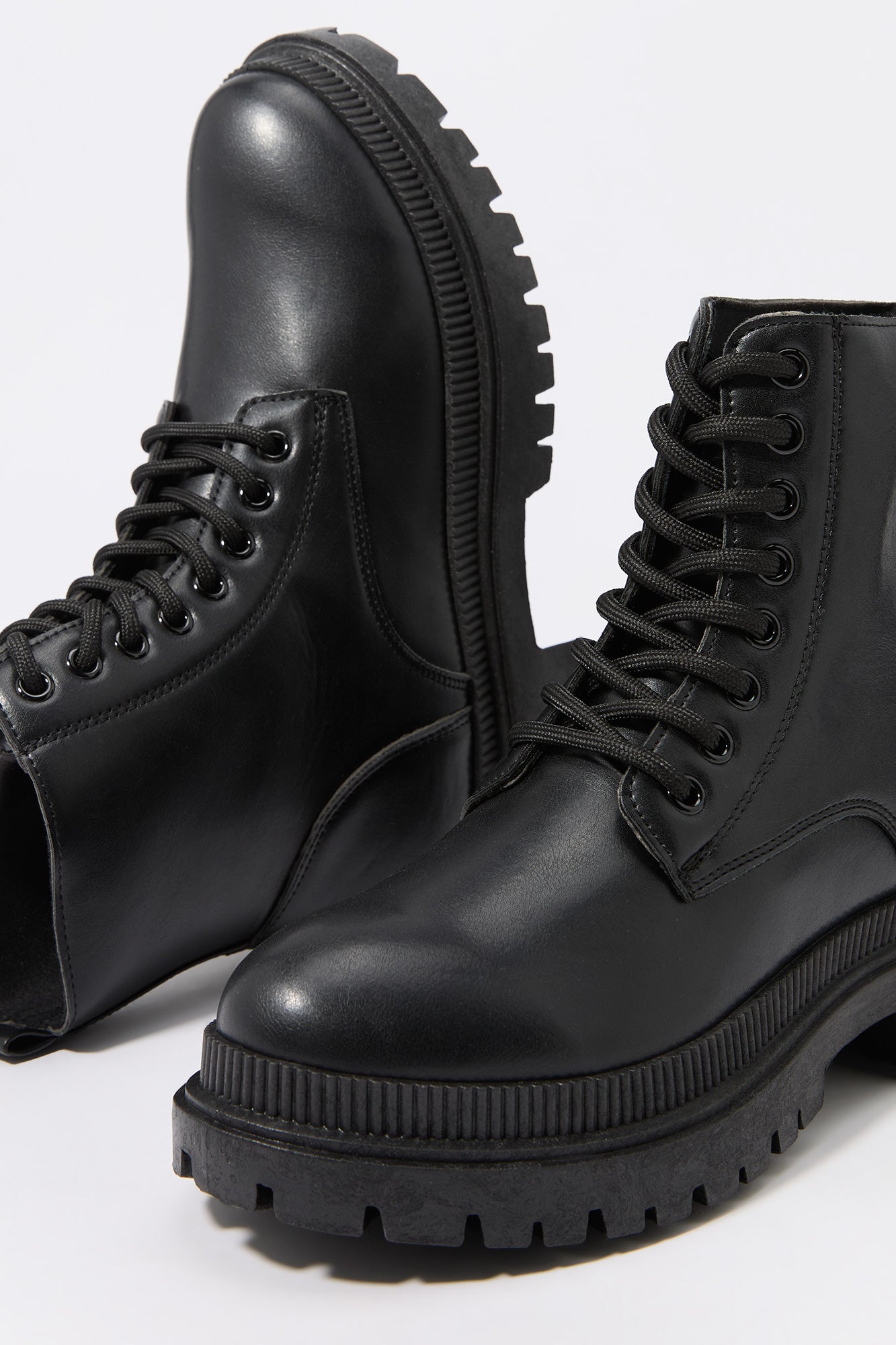 Faux-Leather Lace Up Boot