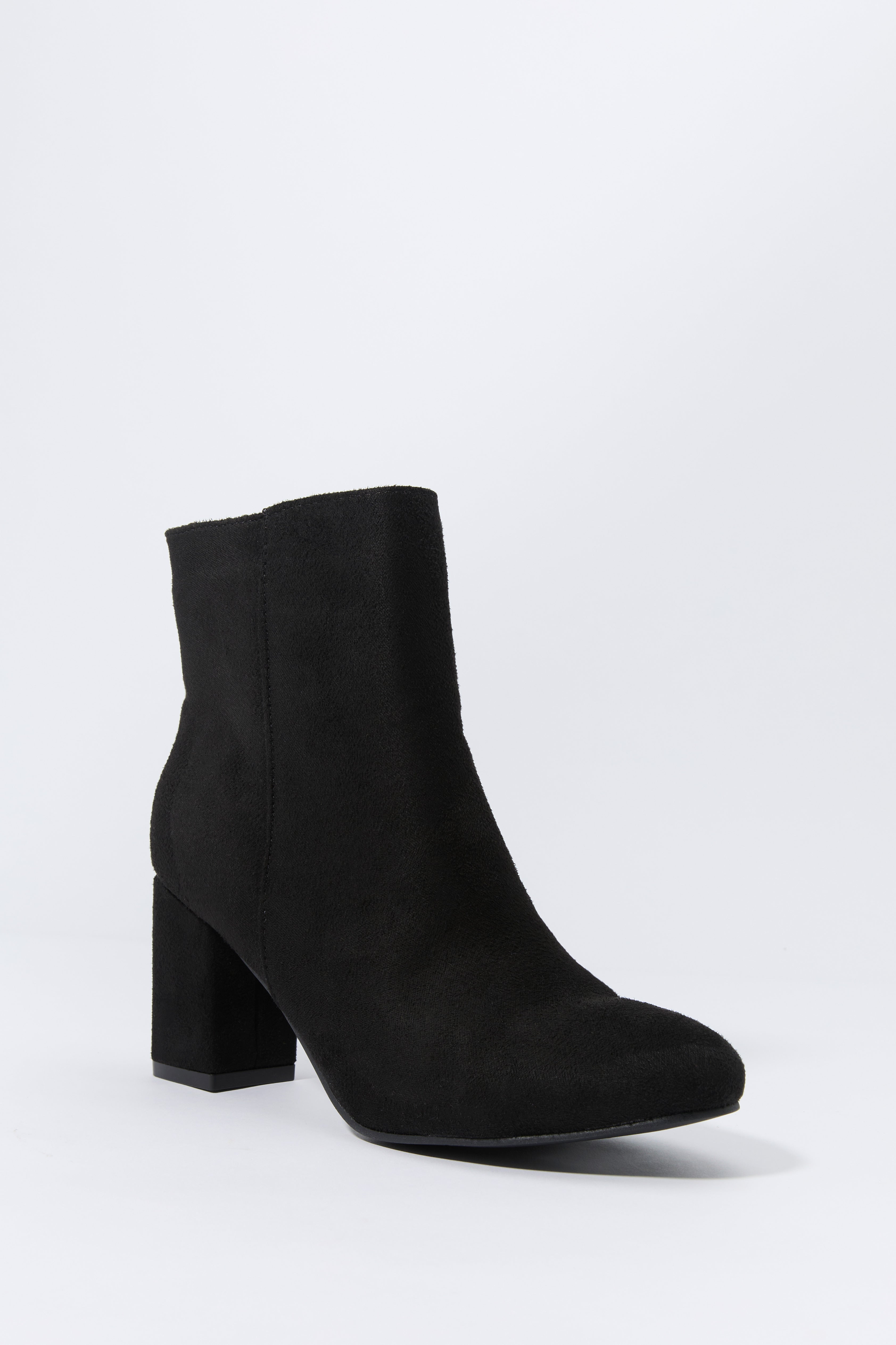 Faux-Suede Pointed Toe Heeled Bootie