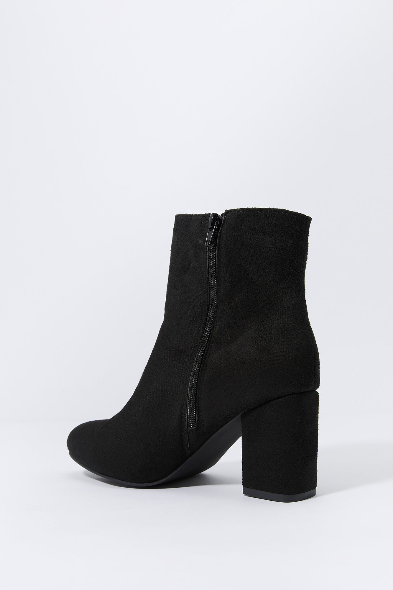 Faux-Suede Pointed Toe Heeled Bootie