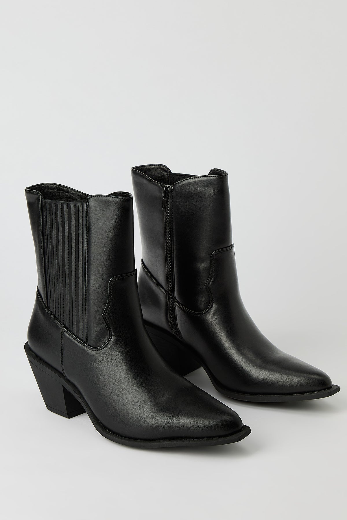 Alt View 2. Western Heeled Boot - Black
