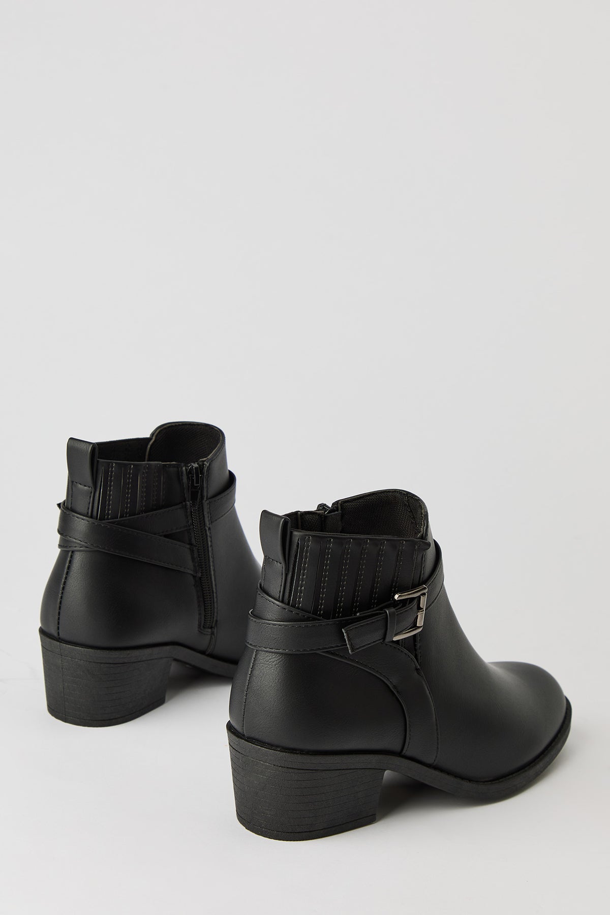 Alt View 3. Low Heel Ankle Boots - Black