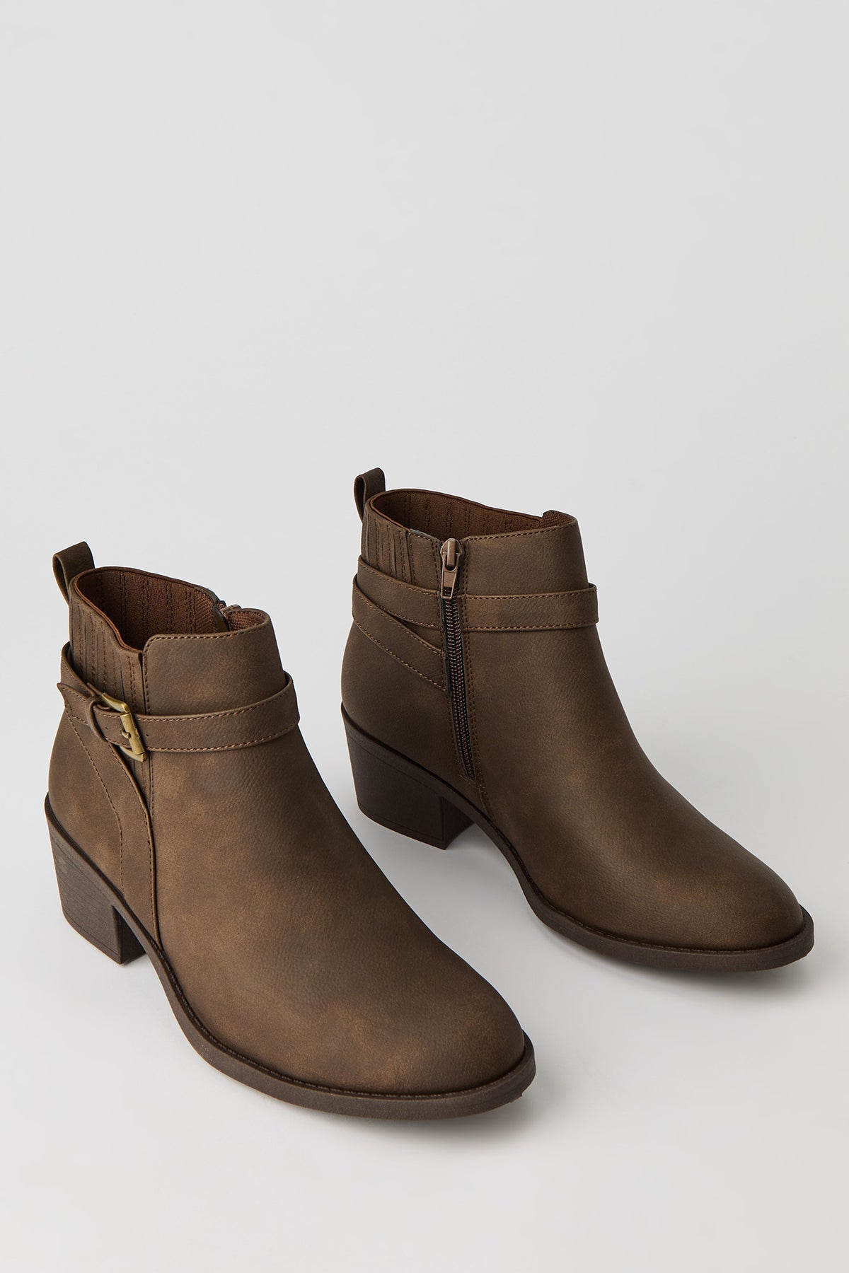 Alt View 2. Low Heel Ankle Boots - Brown