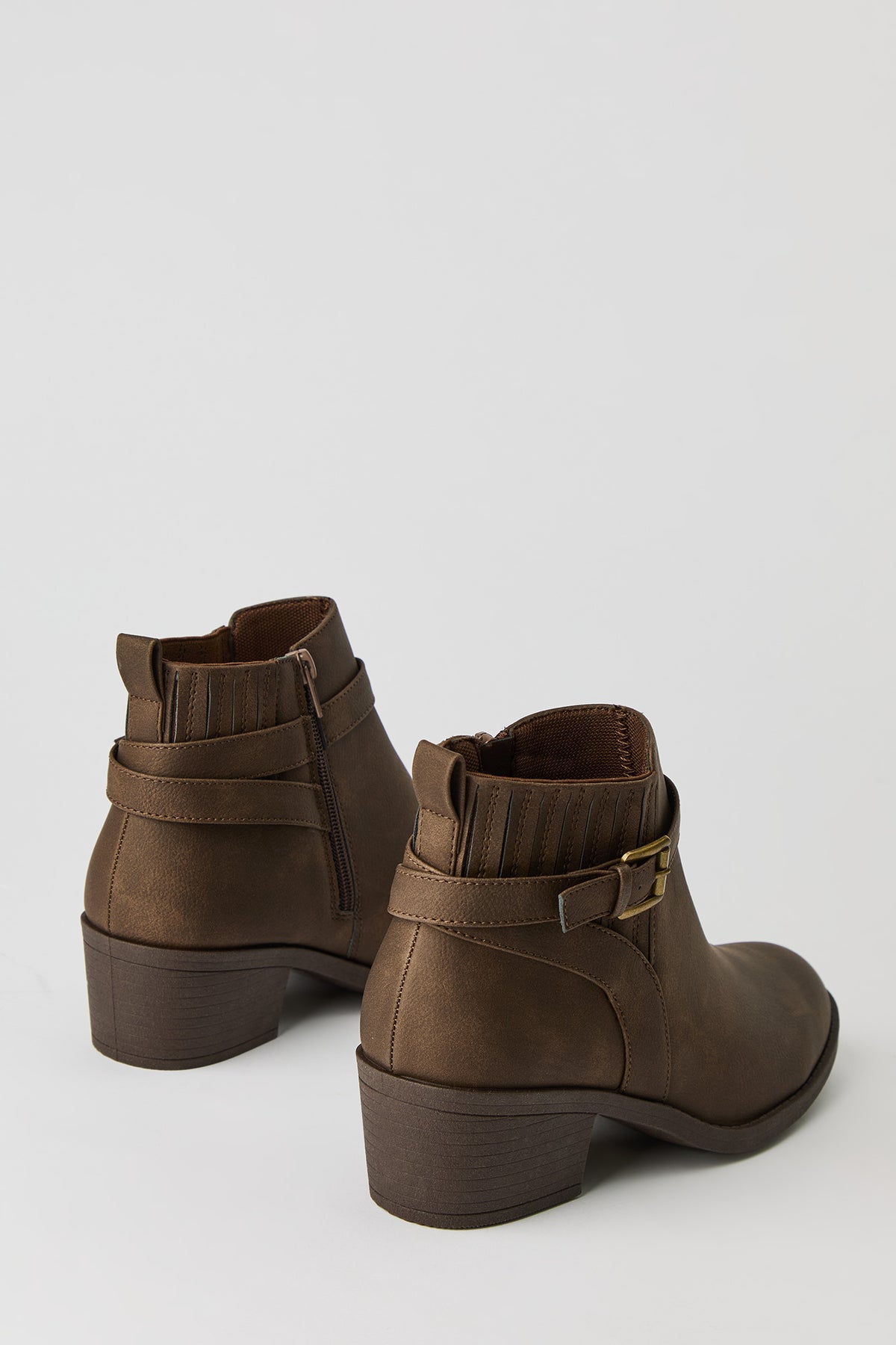 Alt View 3. Low Heel Ankle Boots - Brown