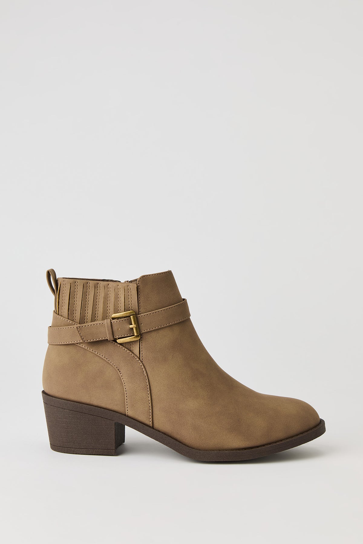 Low Heel Ankle Boots - Taupe