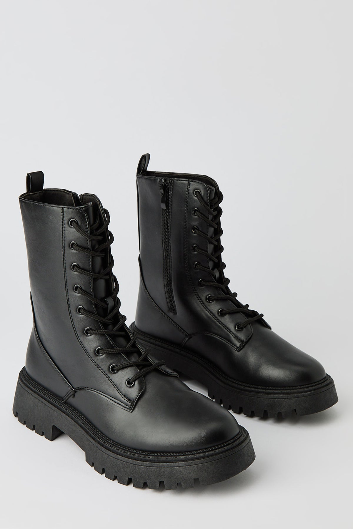 Alt View 2. Combat Boots - Black