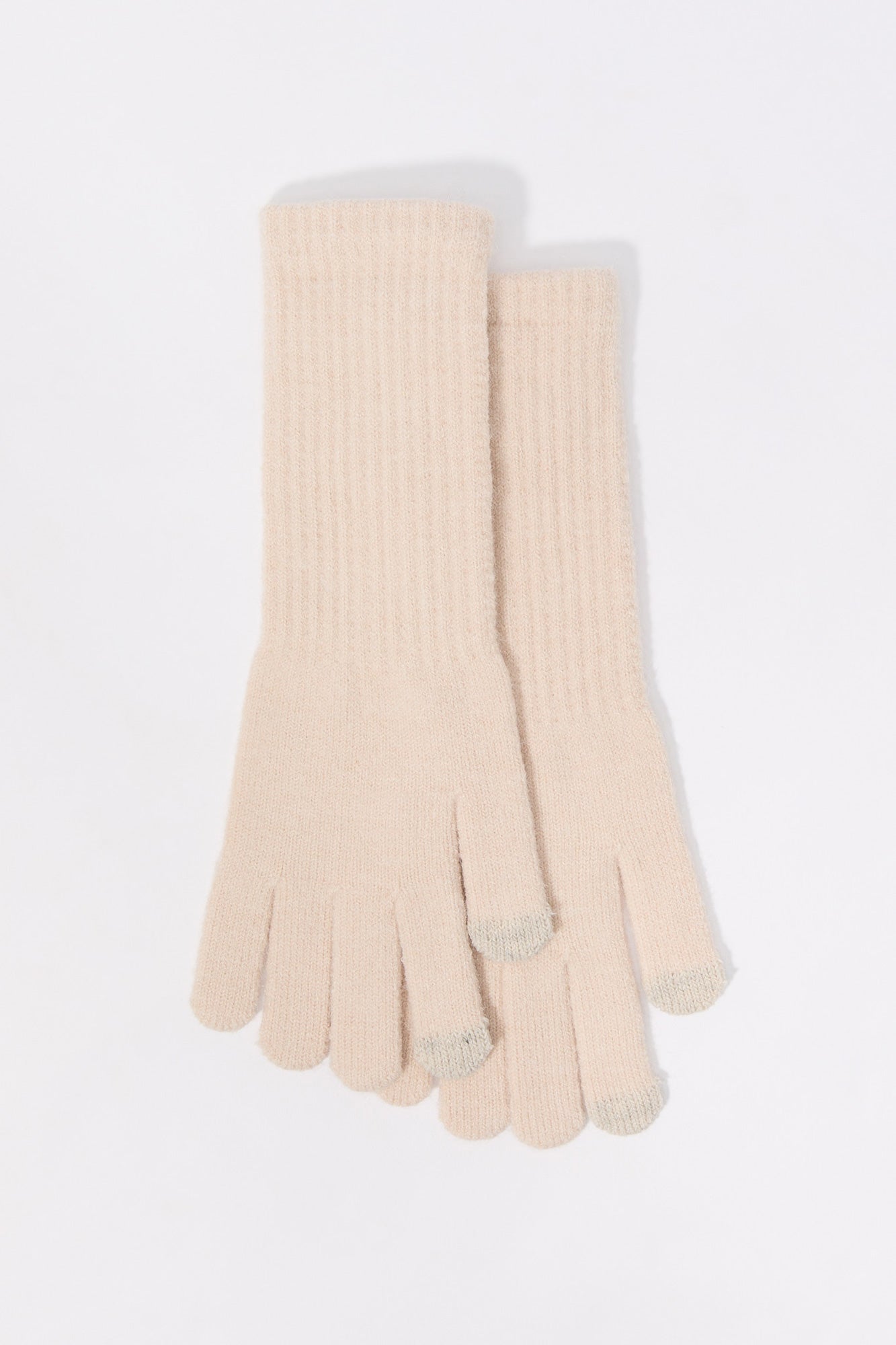 Gants longs à écran tactile en tricot côtelé