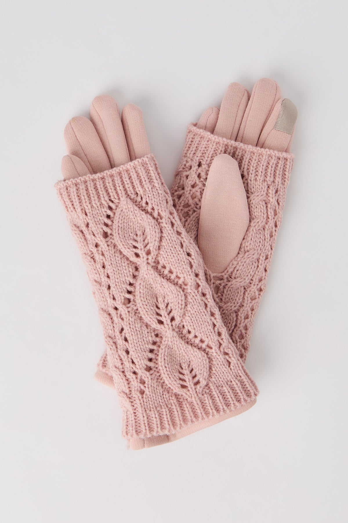 Cable Knit Touch Screen Gloves - Pink