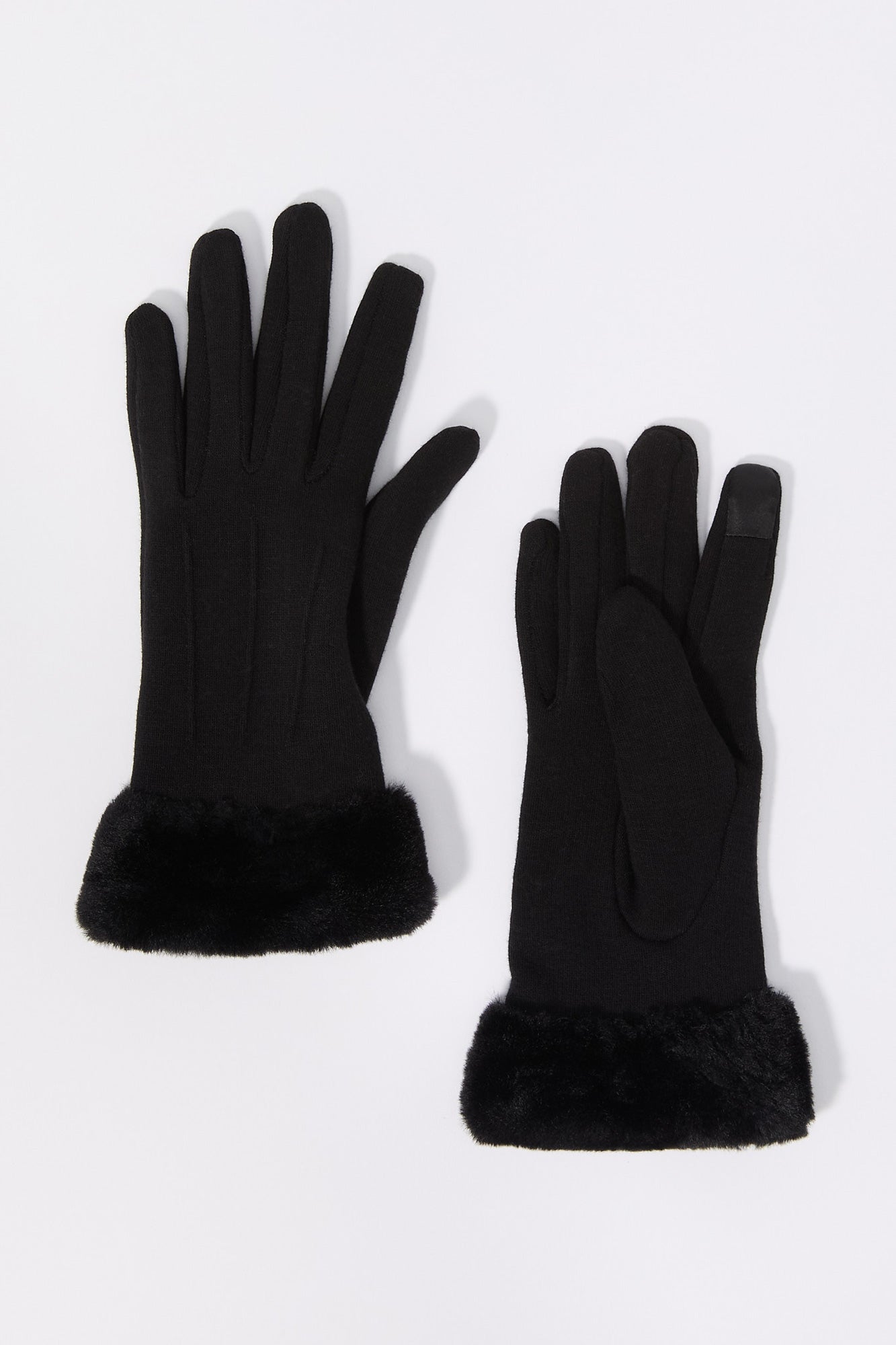 Faux Fur Trim Touch Screen Gloves