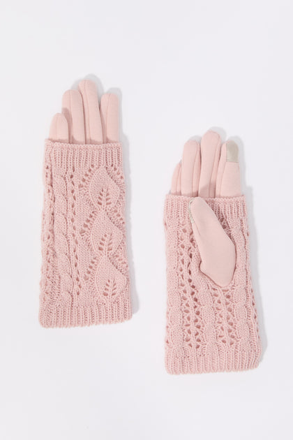 Gants à écran tactile avec superposition en tricot torsadé