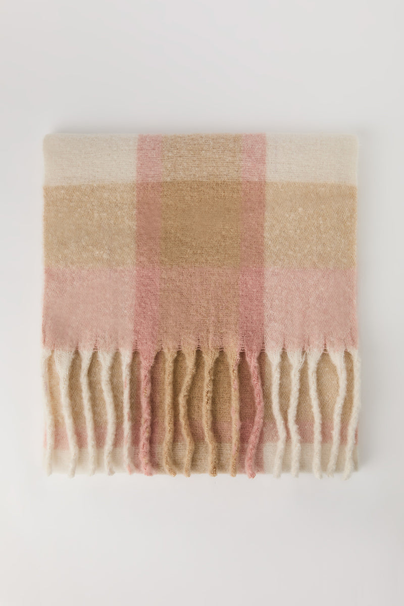 Écharpe en tissu bouclé à carreaux