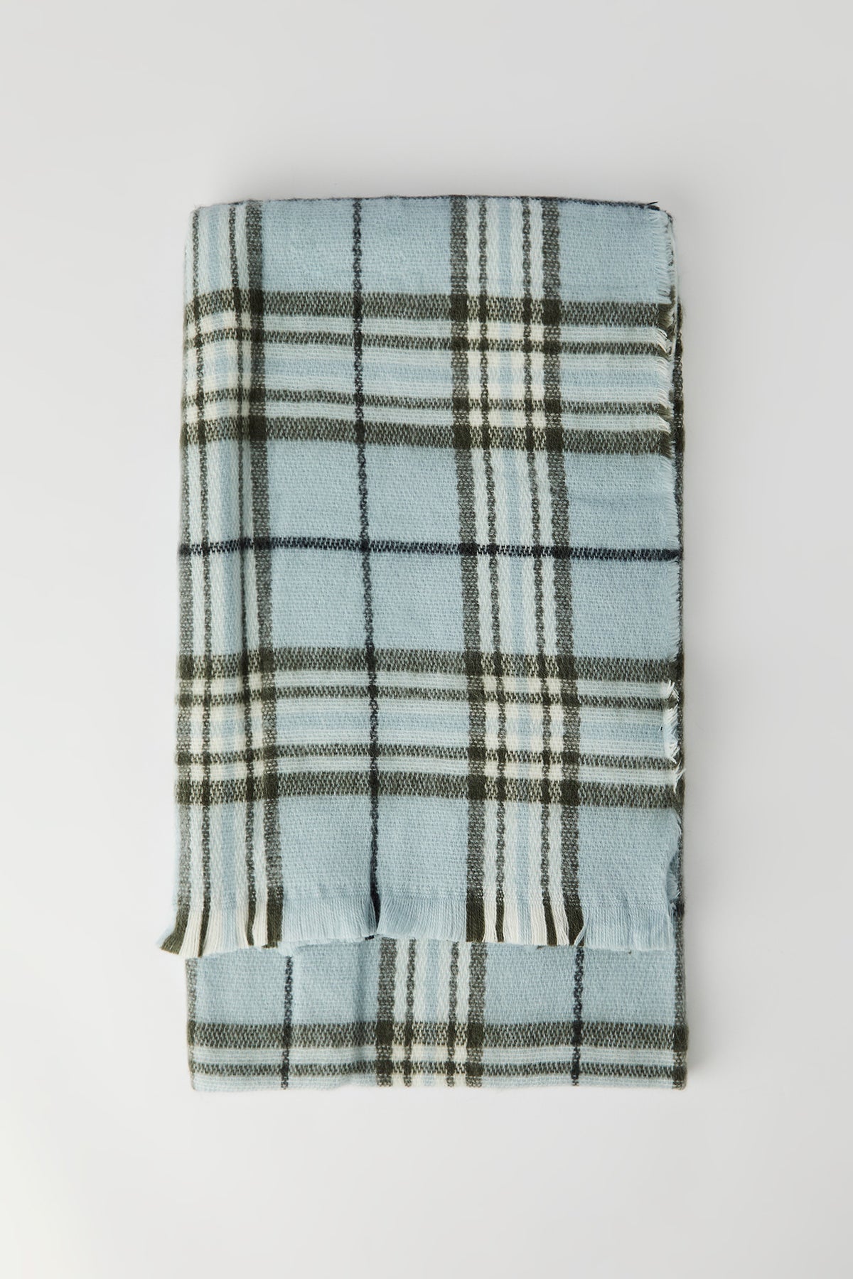 Soft Plaid Scarf - Light Blue