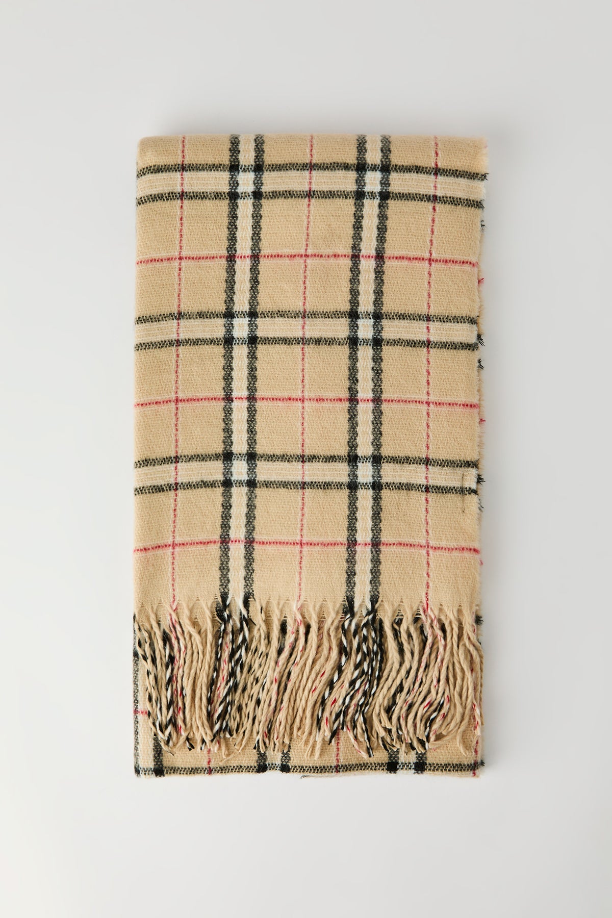 Écharpe douce à carreaux avec franges