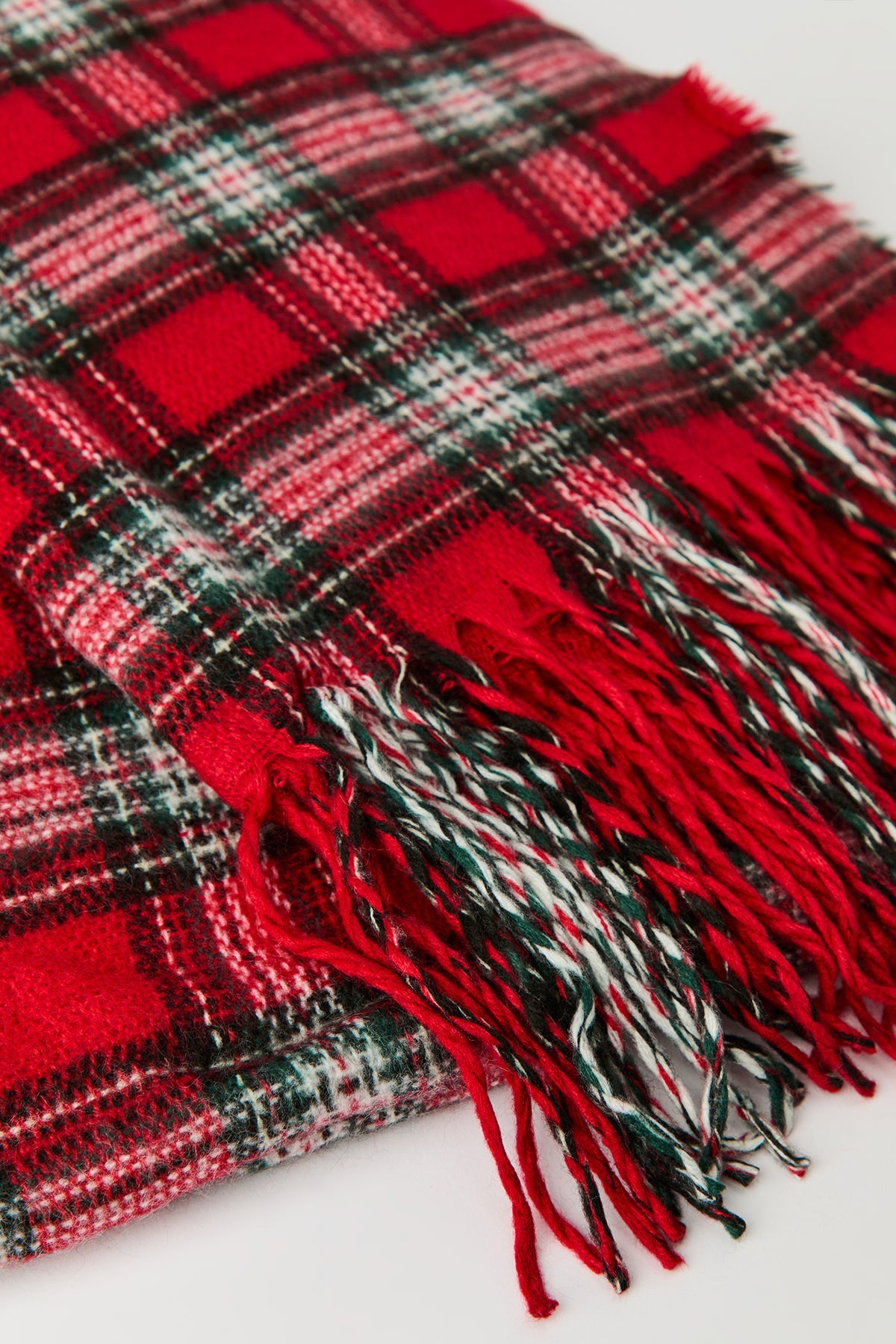Alt View 2. Soft Plaid Fringe Scarf - Red
