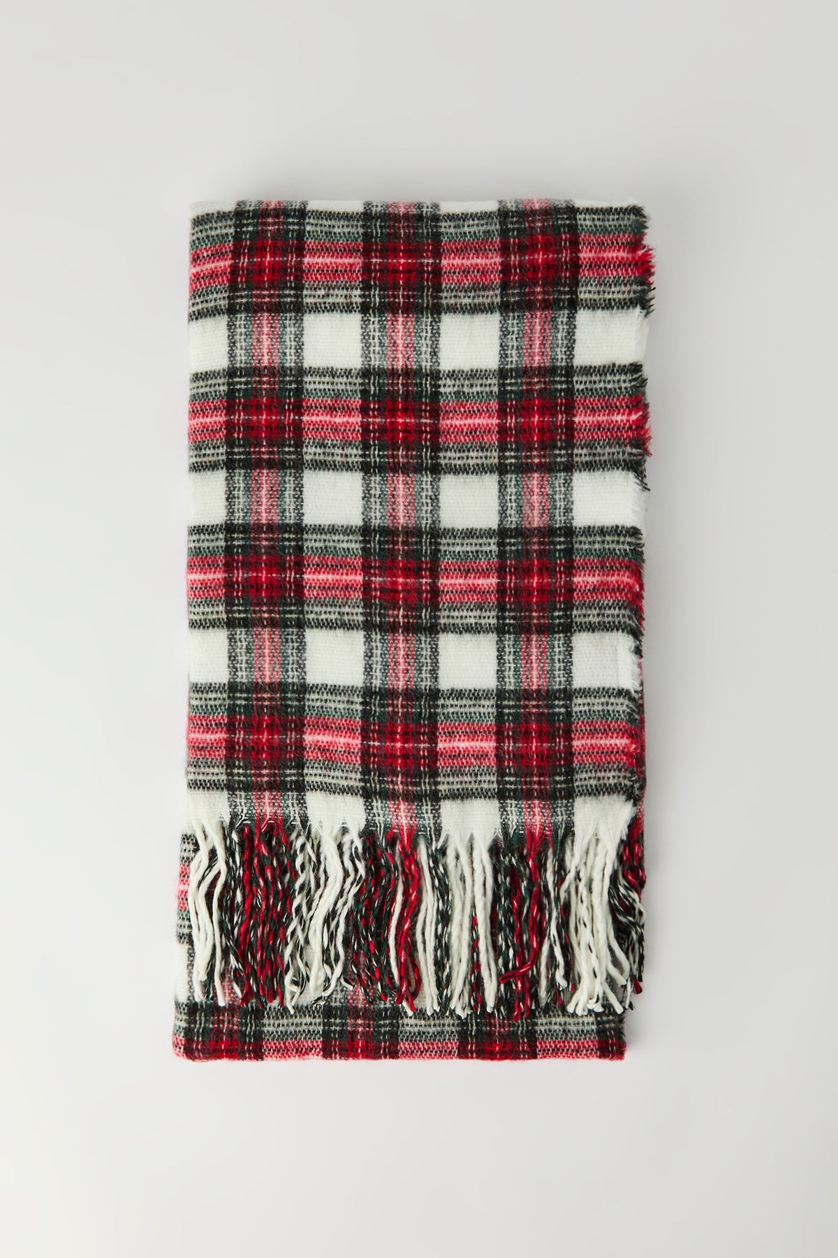 Soft Plaid Fringe Scarf - Burgundy