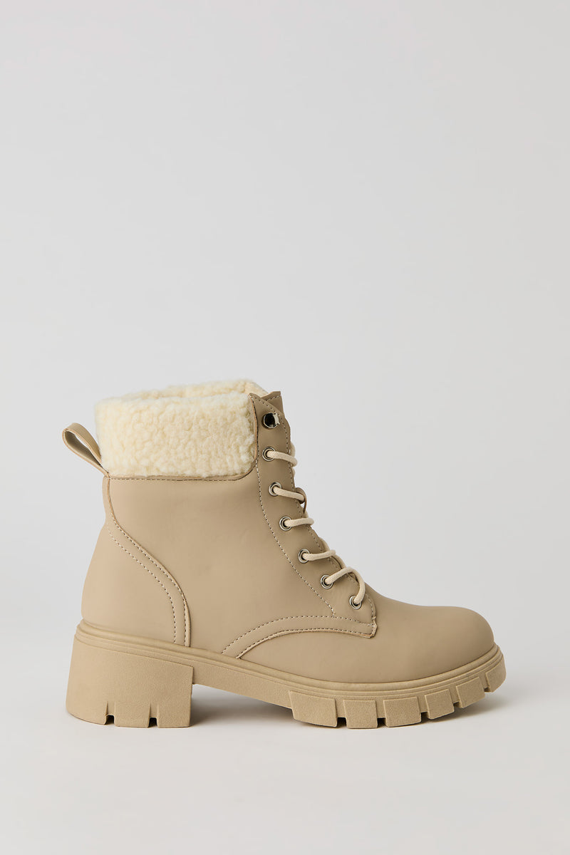 Faux Fur Lined Lace Up Boot