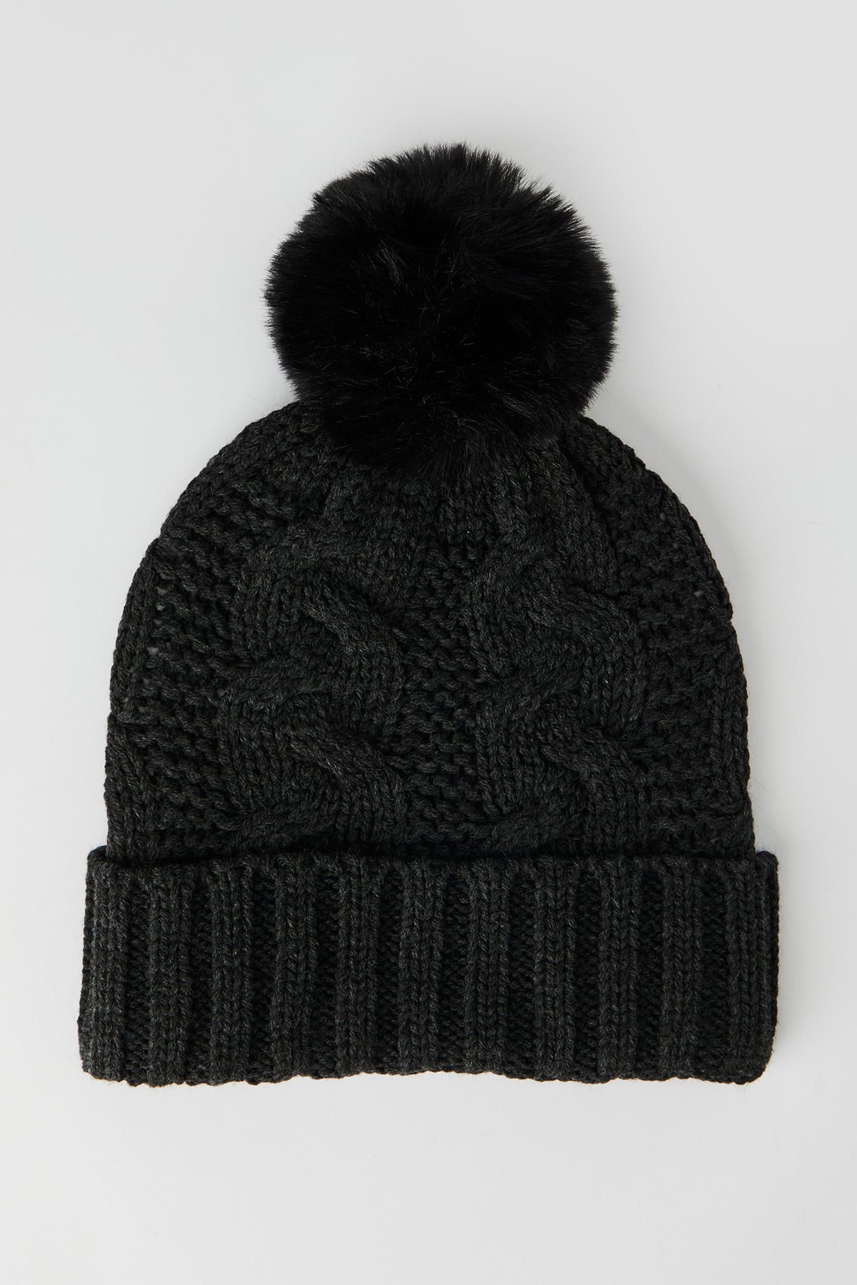 Cable Knit Beanie - Charcoal