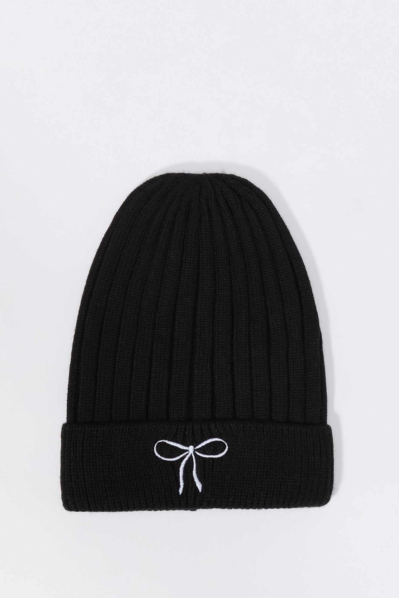 Embroidered Ribbed Knit Beanie