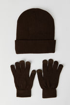 Ensemble bonnet et gants en tricot